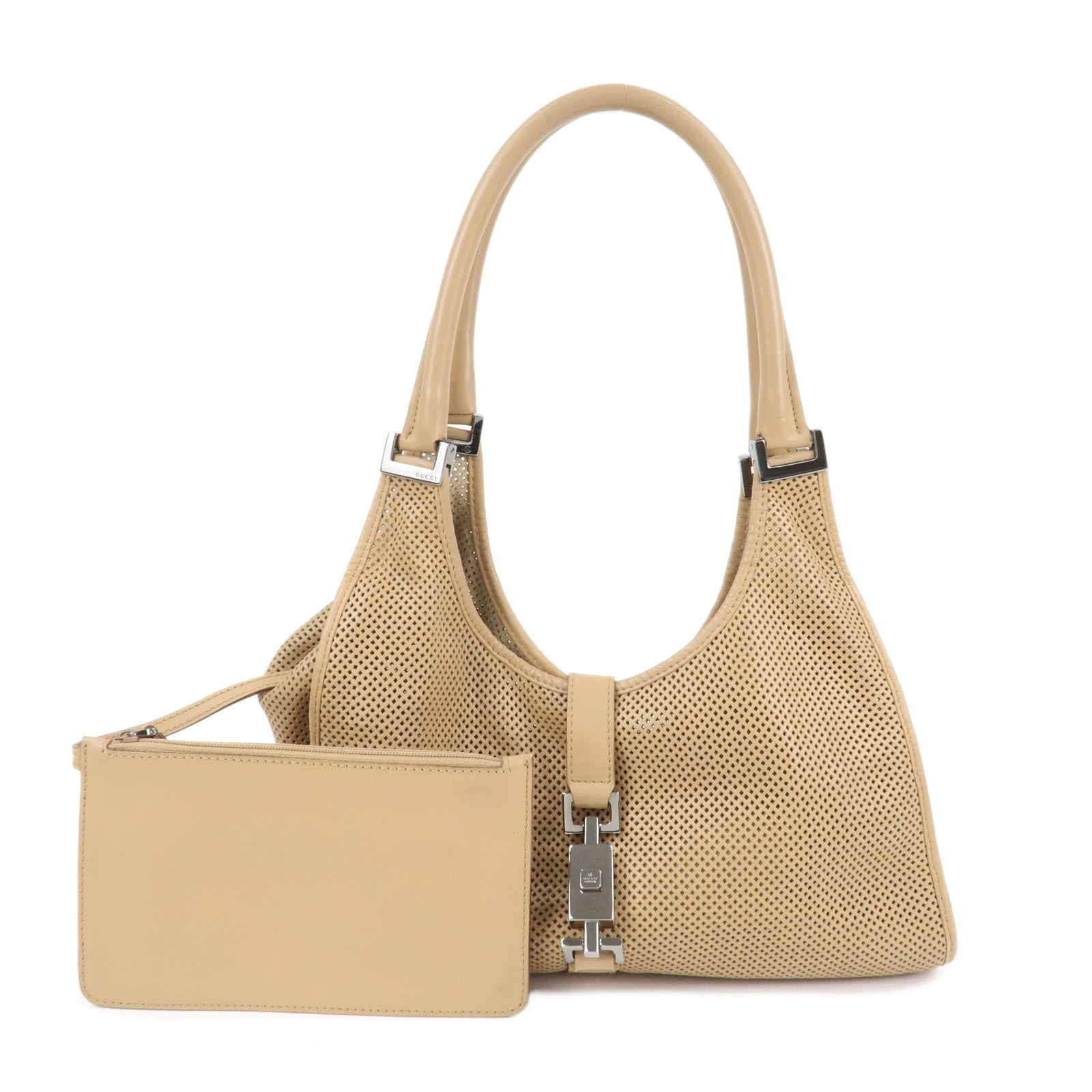 GUCCI-Jackie-Leather-Punching-Shoulder-Bag-Beige-1719