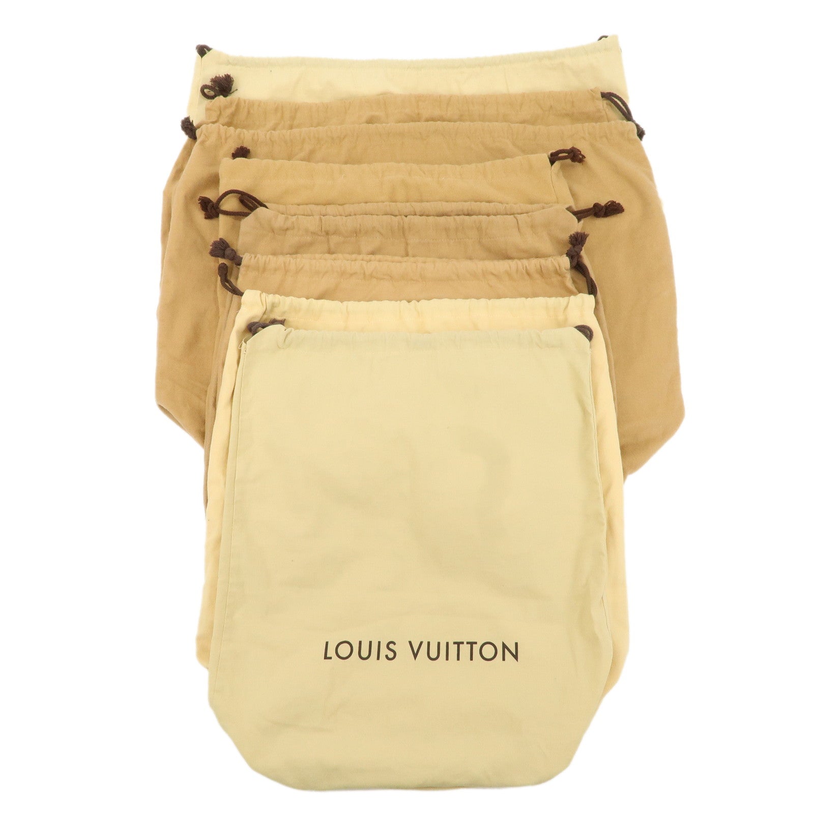 Louis-Vuitton-Set-of-8-Dust-Bag-Storage-Bag-Drawstring-Beige