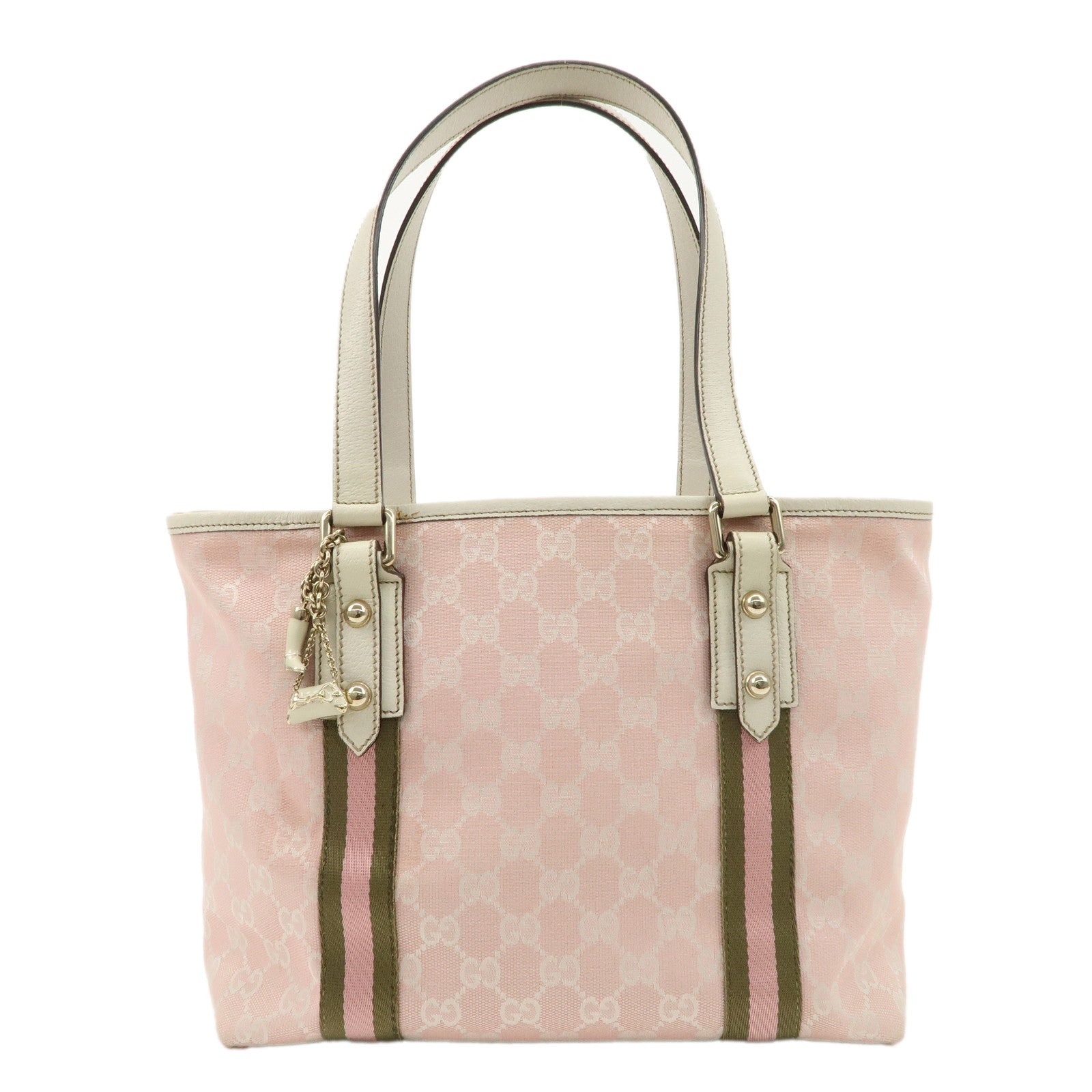 GUCCI-Sherry-GG-Canvas-Leather-Tote-Bag-Pink-Ivory-137396