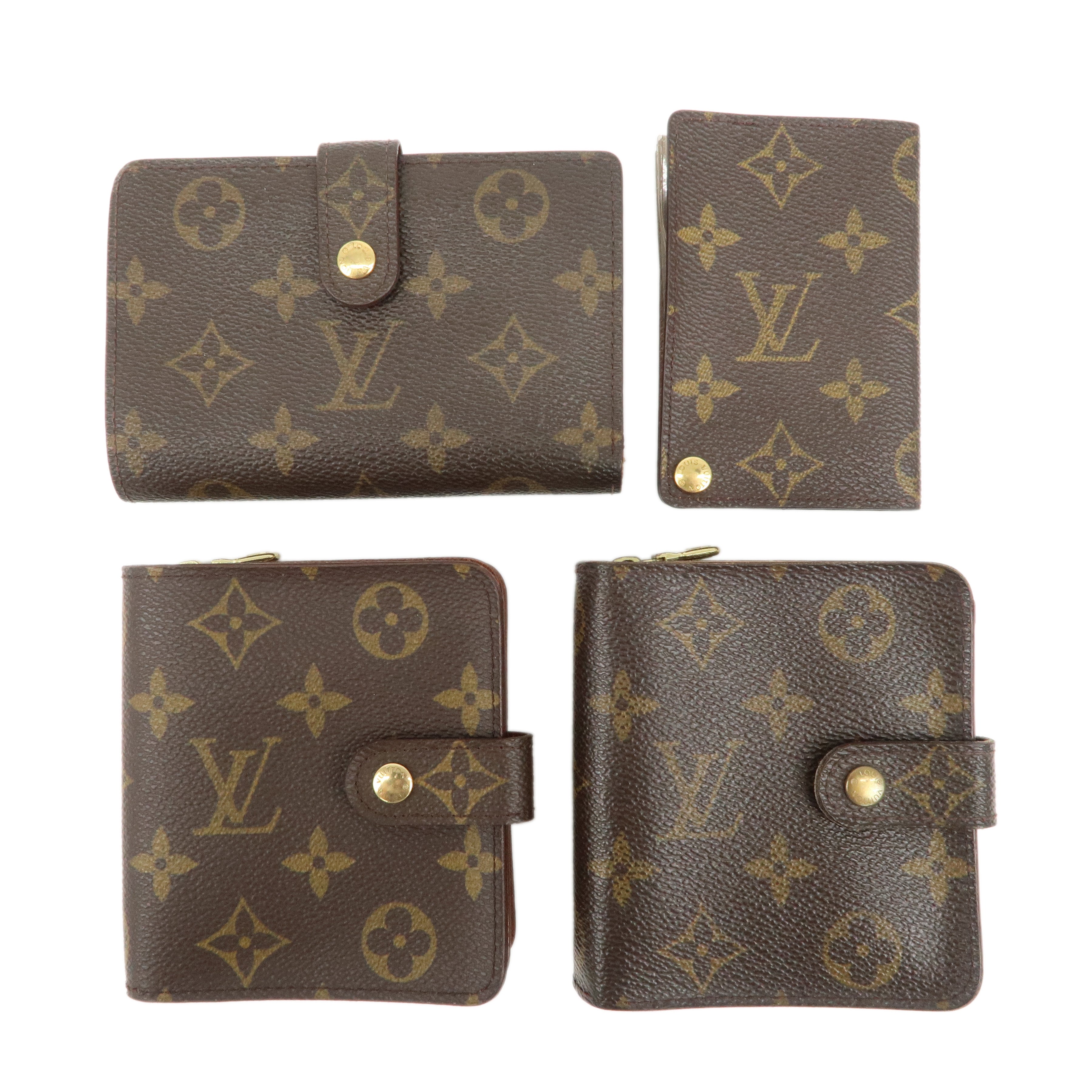 Louis-Vuitton-Monogram-Set-Of--4-Compact-Small-Wallet-M61667-M61663Used-F/S