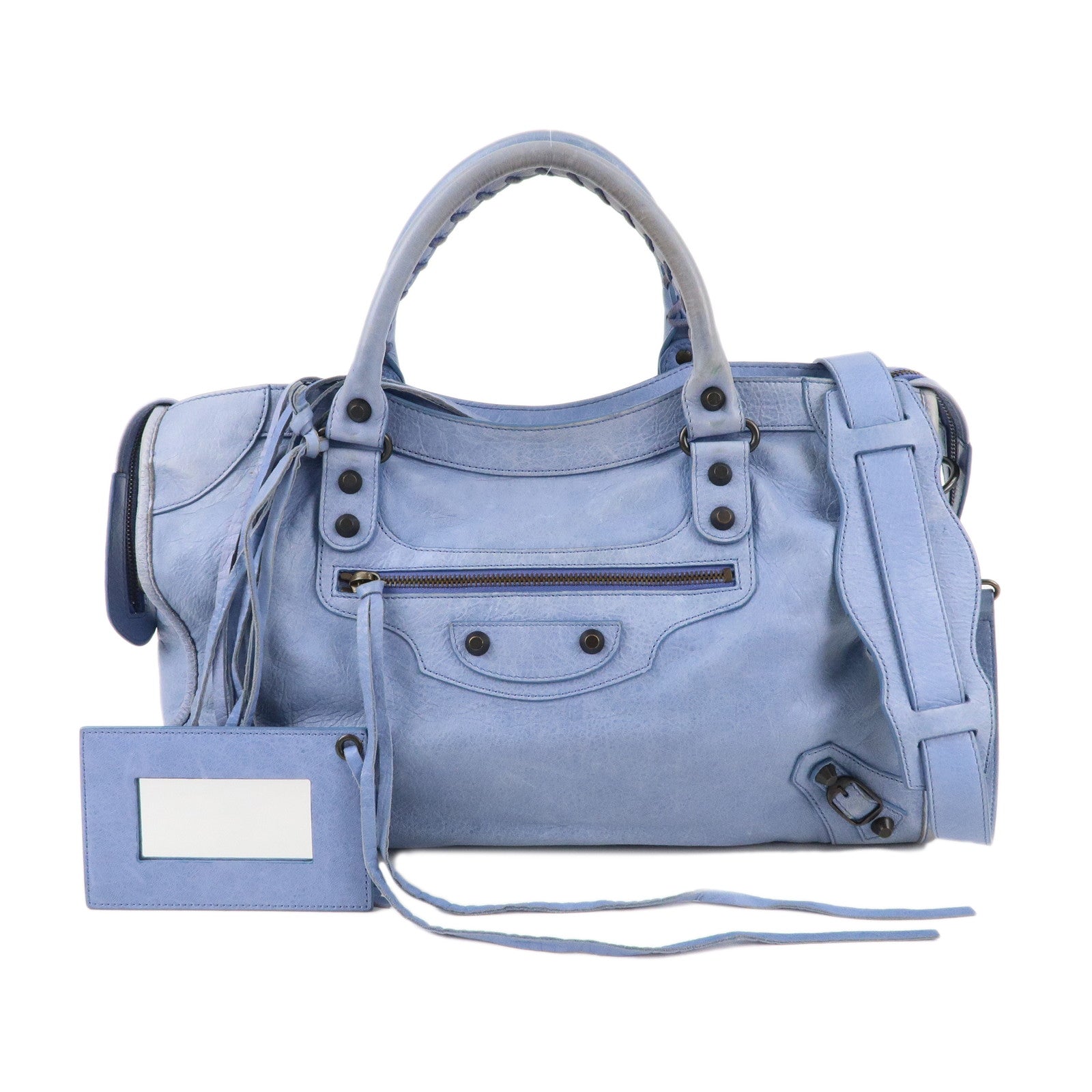 BALENCIAGA The City Leather 2Way Bag Hand Bag Blue 115748