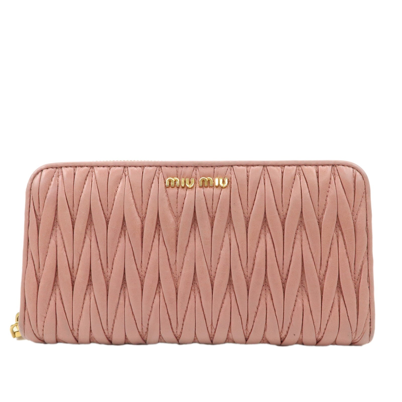 MIU-MIU-Matelasse-Leather-Round-Zippy-Long-Wallet-Pink-5ML506