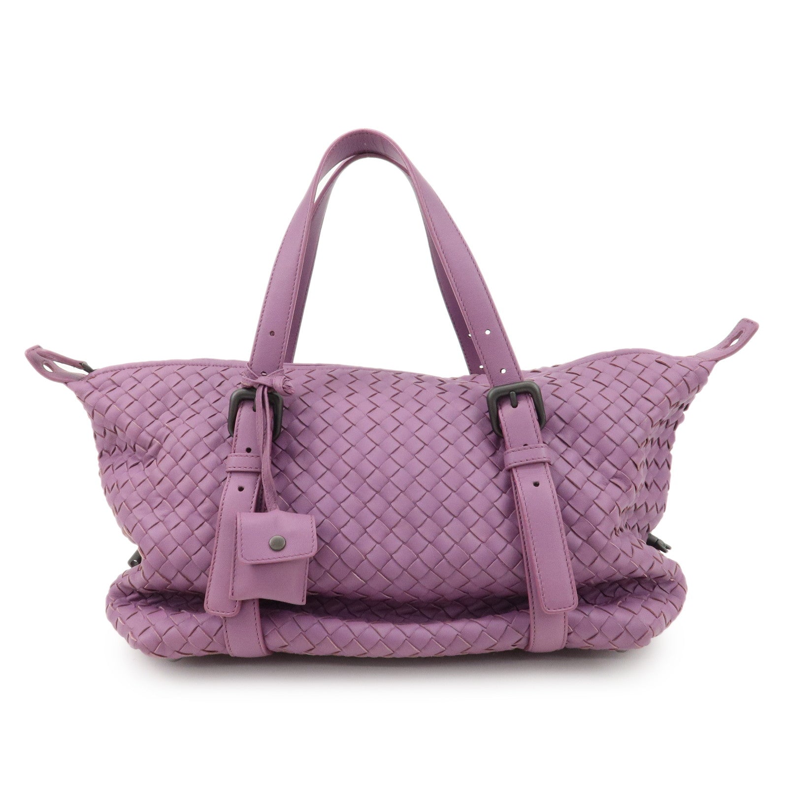 BOTTEGA-VENETA-Intrecciato-Leather-Hand-Bag-Shoulder-Bag-Purple