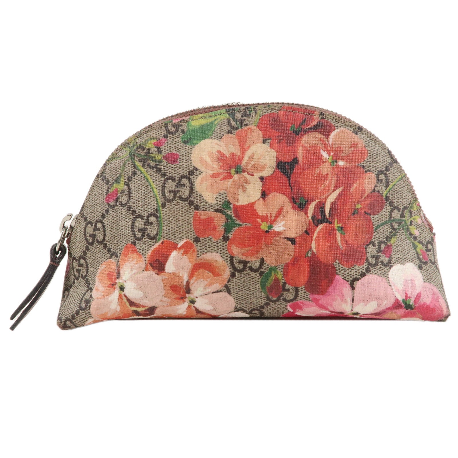 GUCCI GG Supreme Flower Pouch Cosmetic Pouch Beige Pink Red 431380