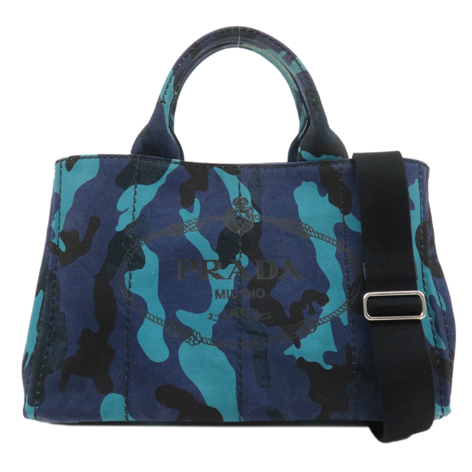 PRADA-Logo-Canapa-Canvas-2-Way-Tote-Bag-Camouflage-Blue-B2642B