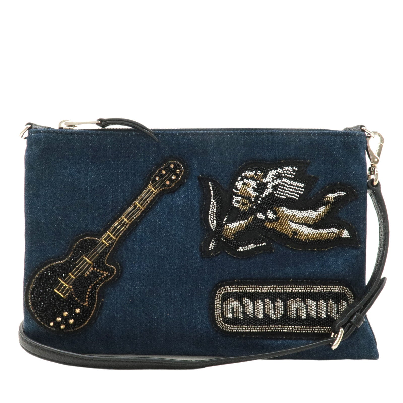 Miu-Miu-Denim-Leather-2WAY-bag-Clutch-Bag