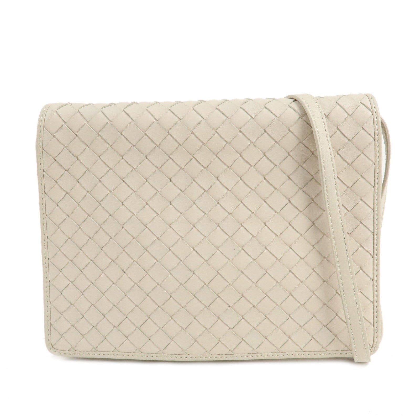 BOTTEGA-VENETA-Intrecciato-Leather-Shoulder-Bag-Ivory