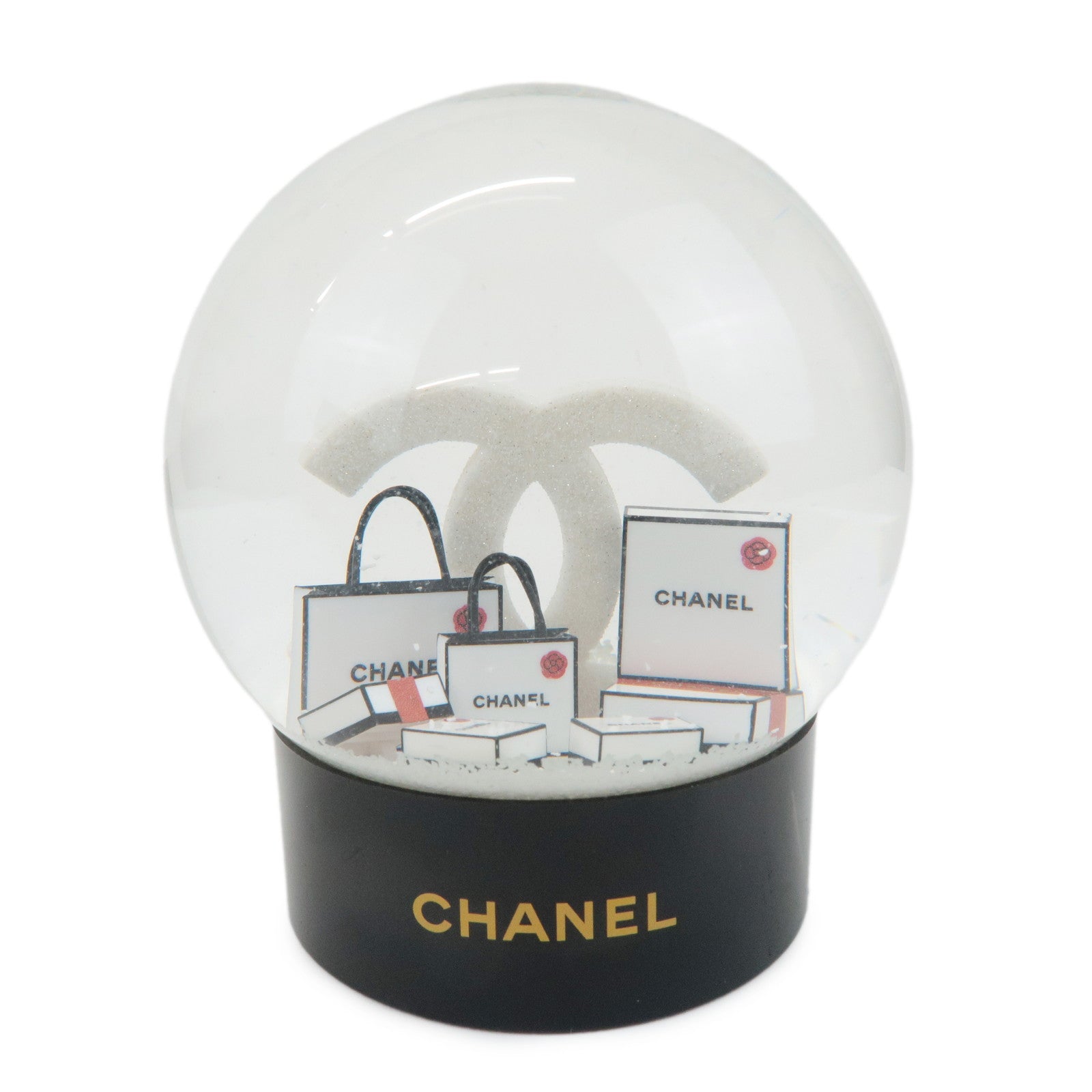 CHANEL-COCO-Mark-Glass-Snow-Globe-2019-Novelty-Black-White