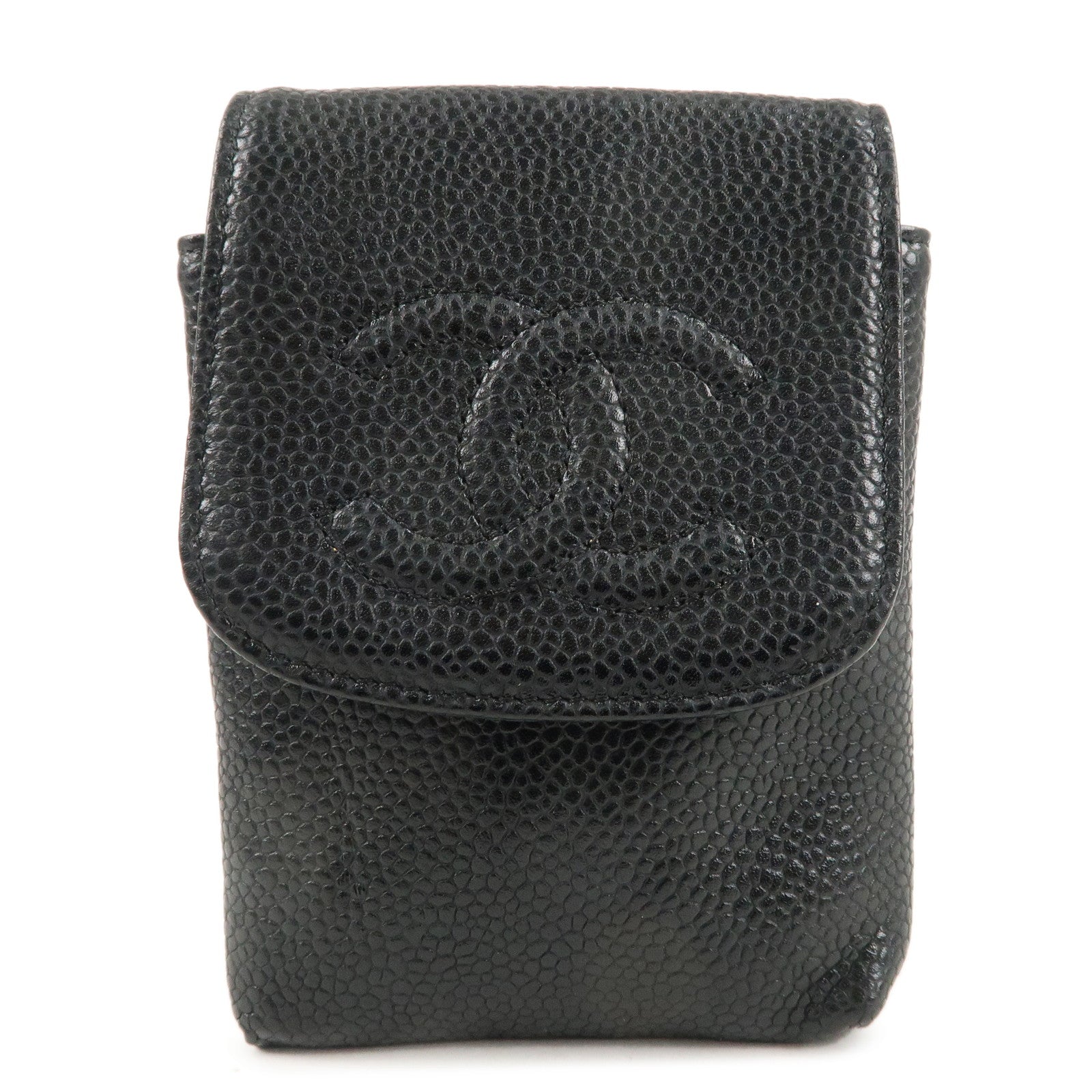 CHANEL-Coco-Mark-Caviar-Skin-Cigarette-Case-Black-A13511