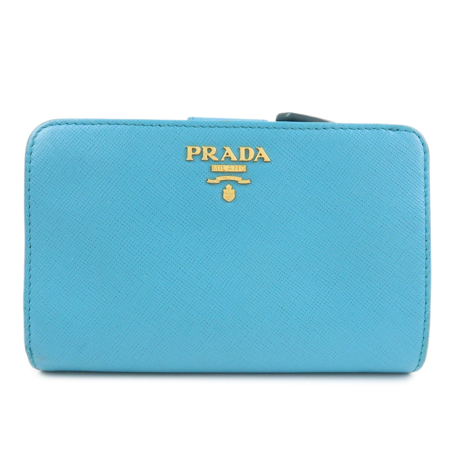 PRADA-Logo-Leather-Bi-Fold-Wallet-Purse-Light-Blue-1ML225