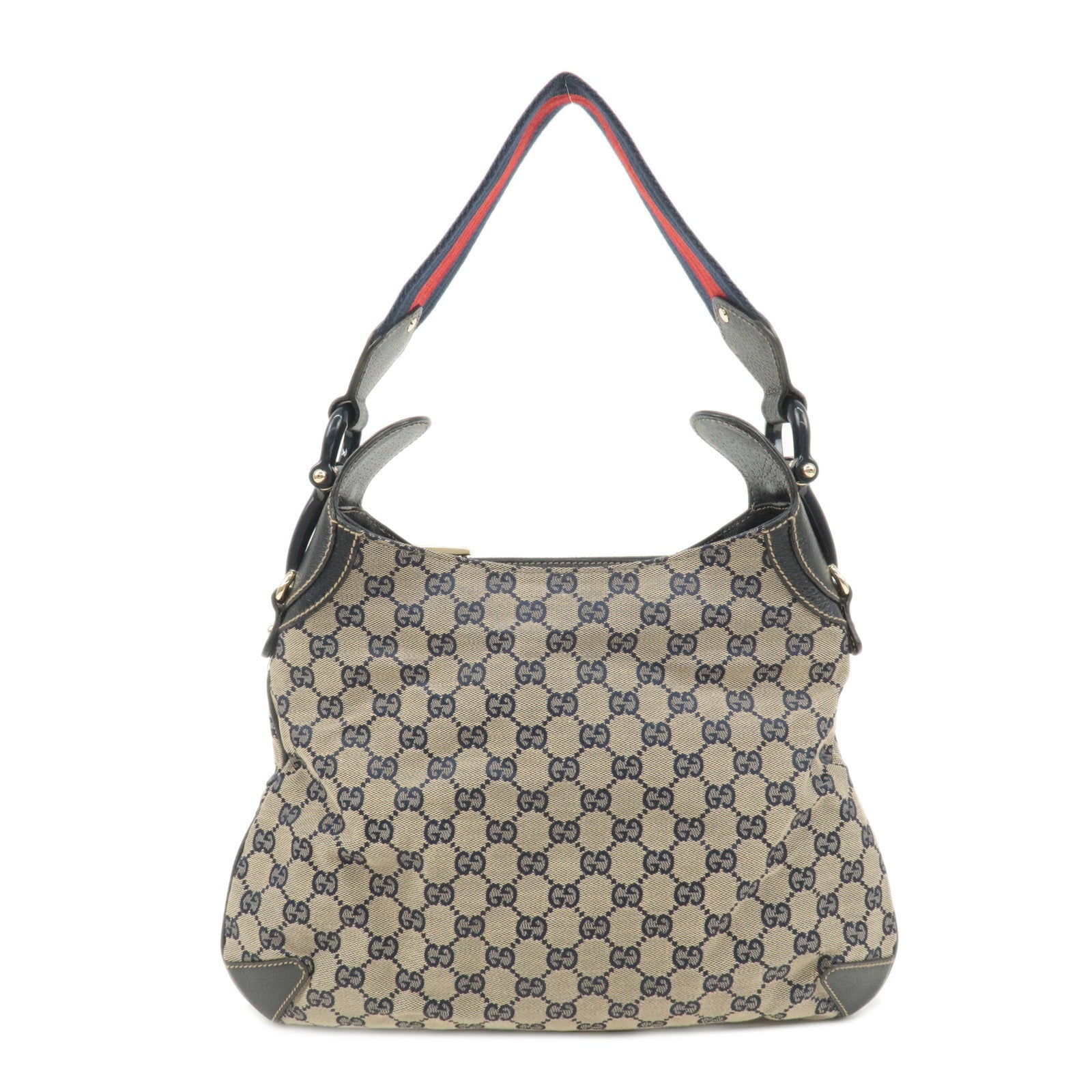 GUCCI Sherry Horsebit GG Canvas Leather One Shoulder Bag 145826