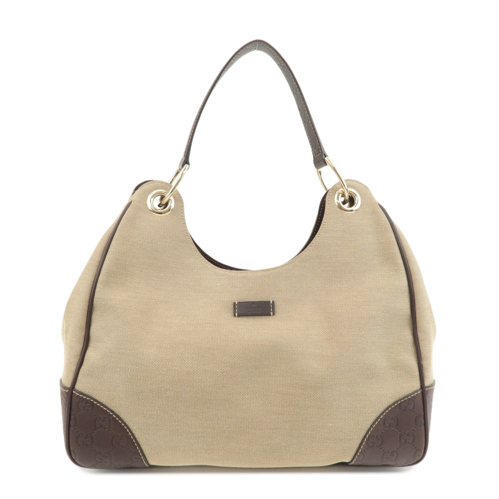 GUCCI-Canvas-Leather-Shoulder-Bag-Beige-Brown-257268