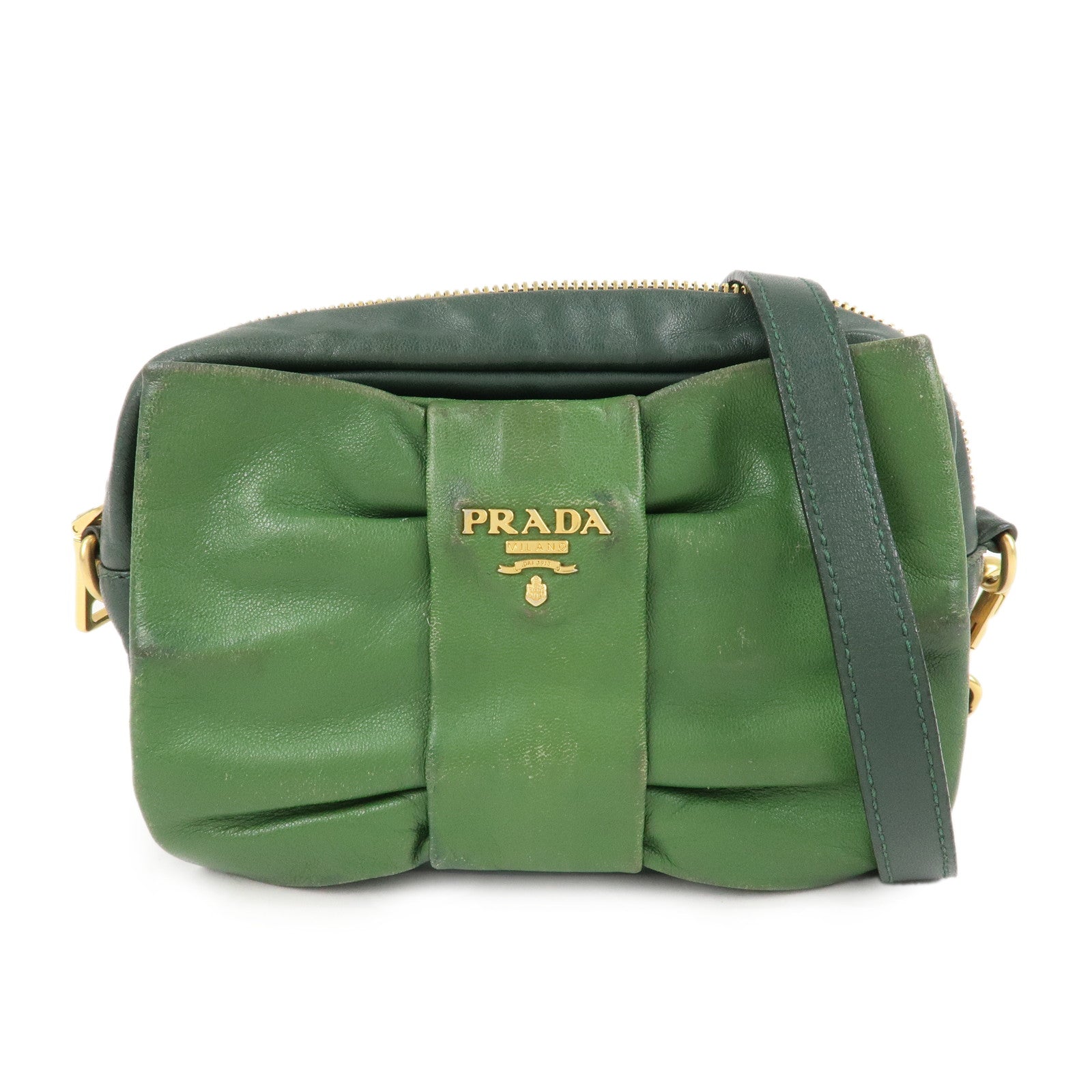 PRADA-Logo-Leather-Ribbon-Shoulder-Bag-Green-BP0166