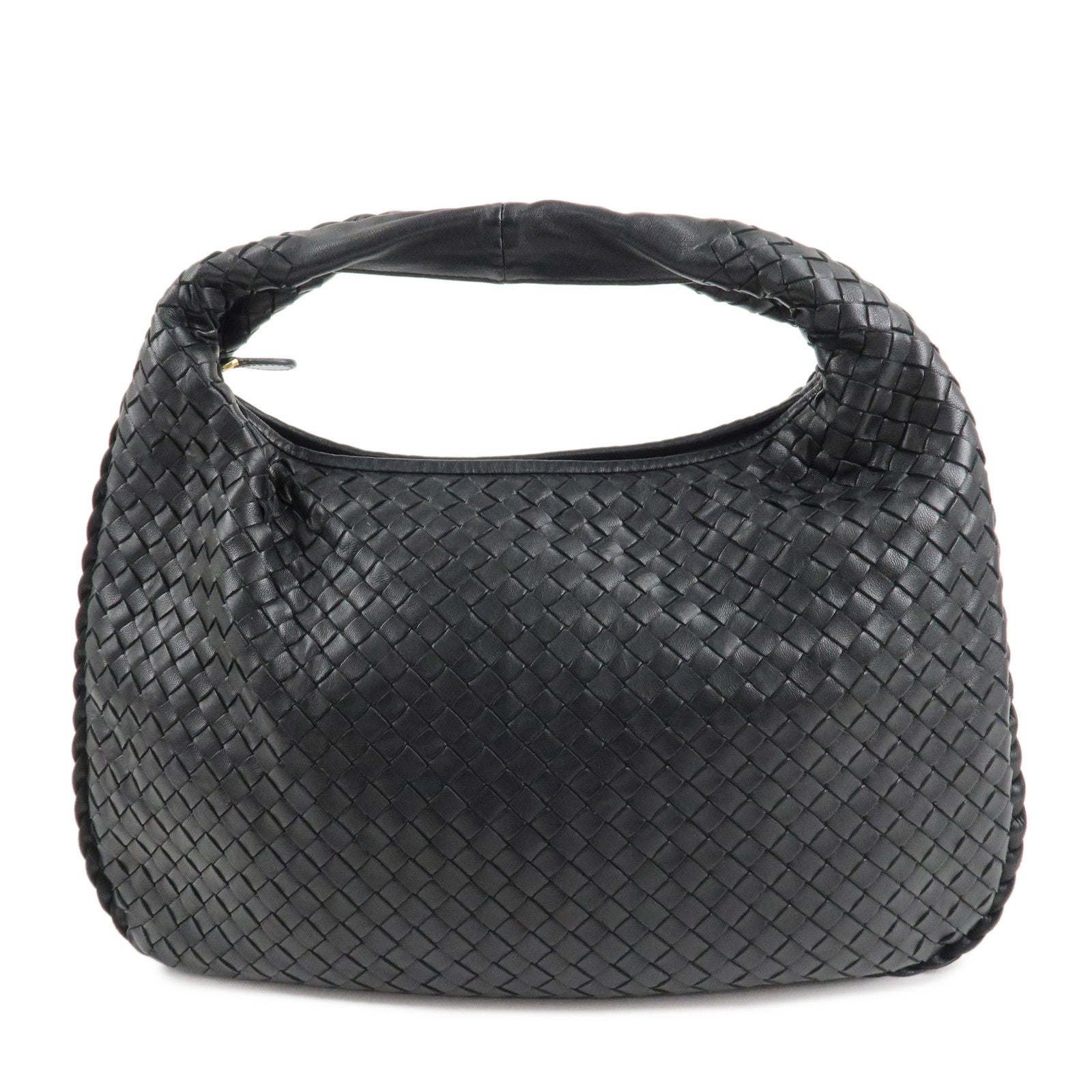 BOTTEGA-VENETA-Hobo-Intrecciato-Leather-Shoulder-Bag-Black-115653