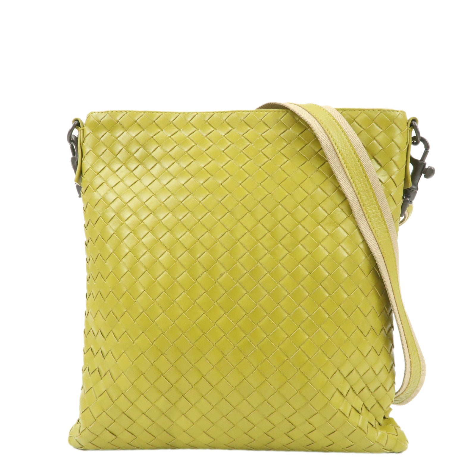 BOTTEGA-VENETA--Intrecciato-Leather-Shoulder-Bag-Yellow