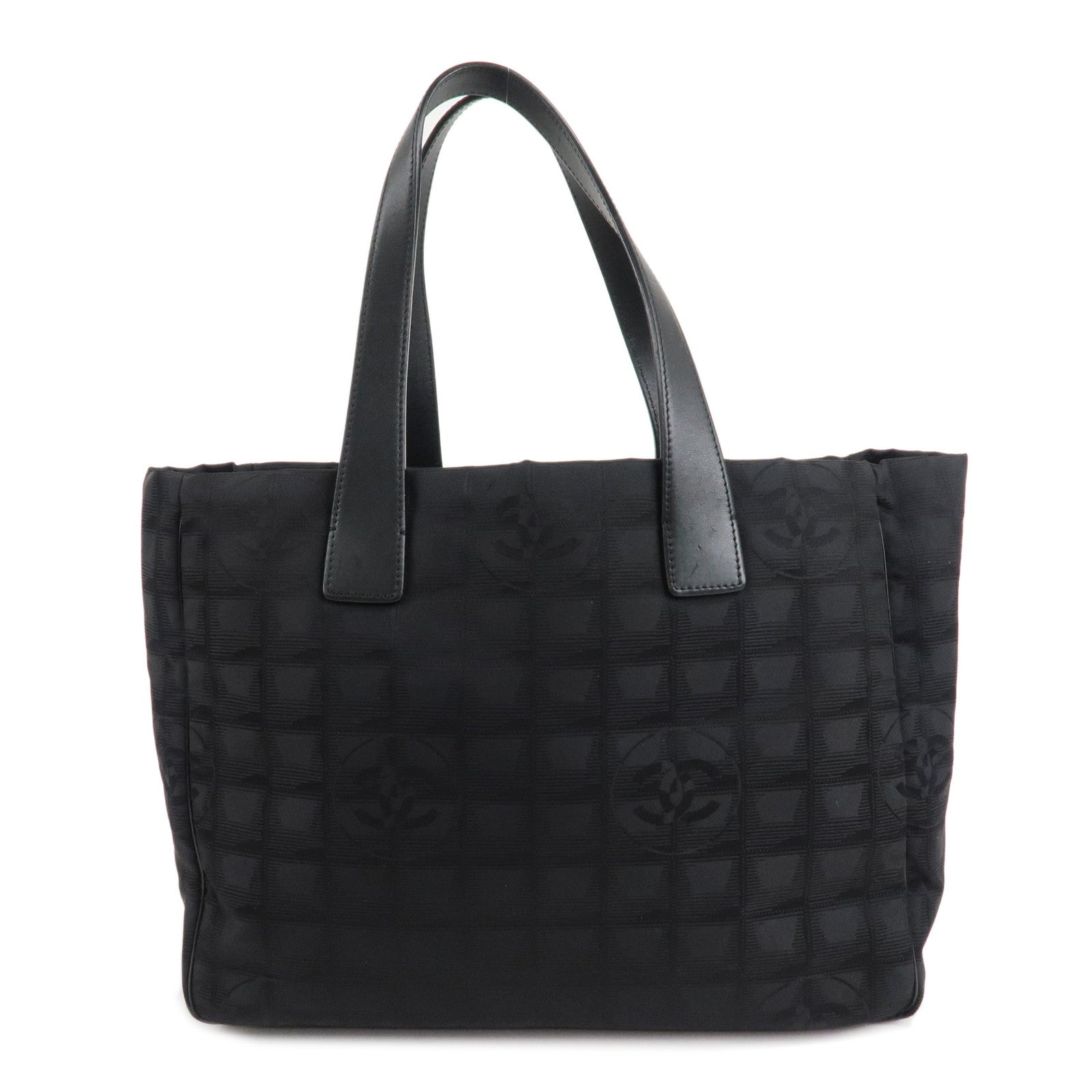 CHANEL-New-Travel-Line-Nylon-Jacquard-Leather-Tote-Bag-MM-A15991