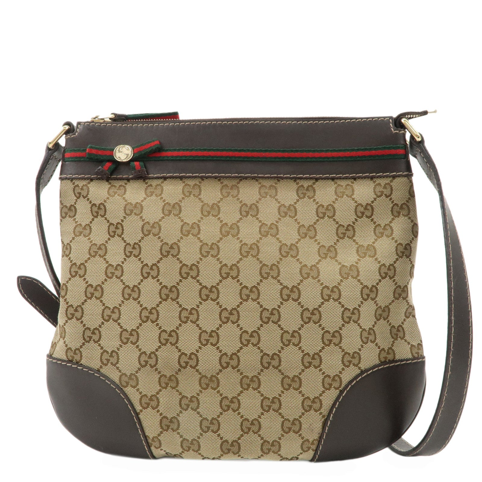 GUCCI-Sherry-Princy-GG-Canvas-Leather-Shoulder-Bag-257065