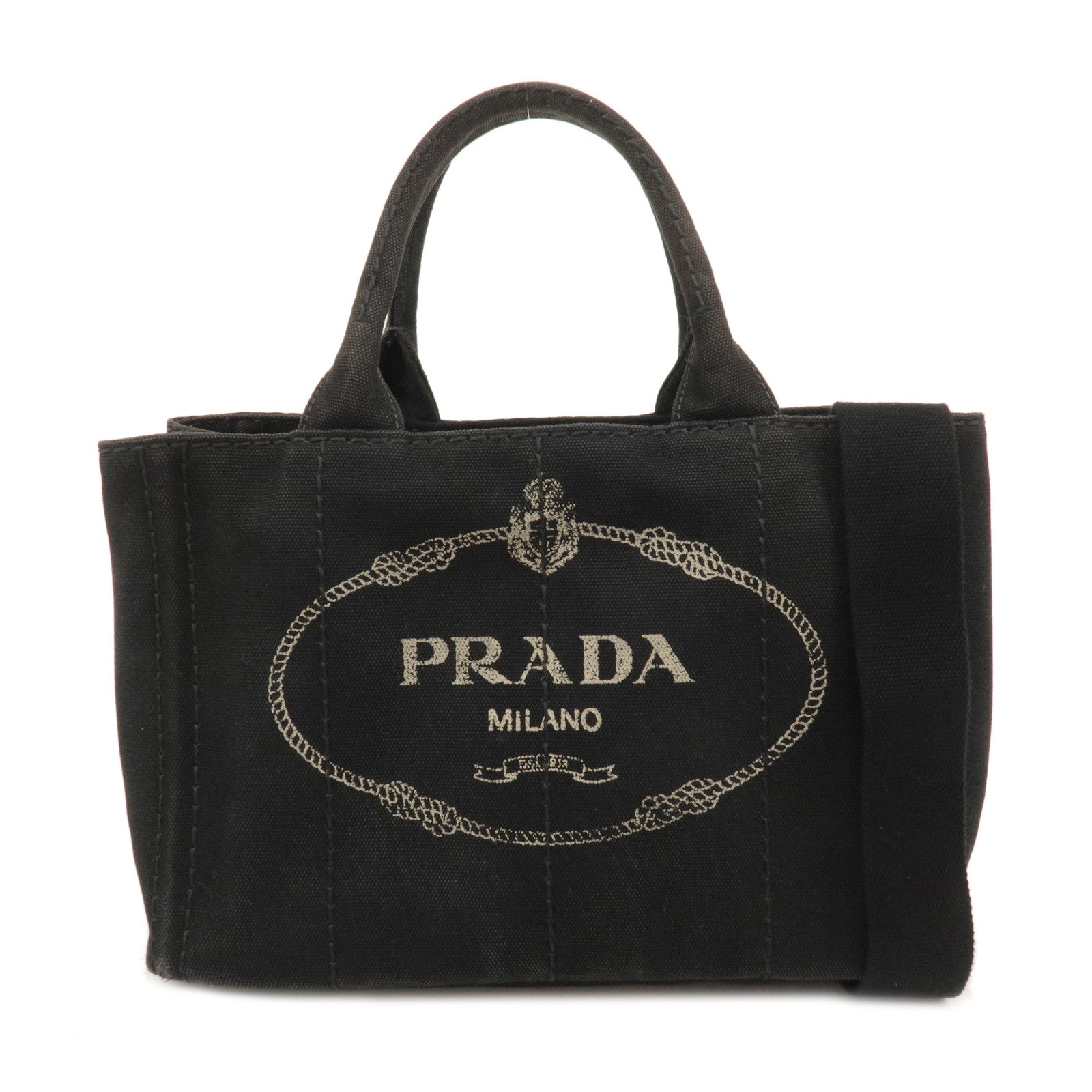 PRADA-Canapa-Mini-Canvas-2Way-Bag-Tote-Bag-Black-1BG439