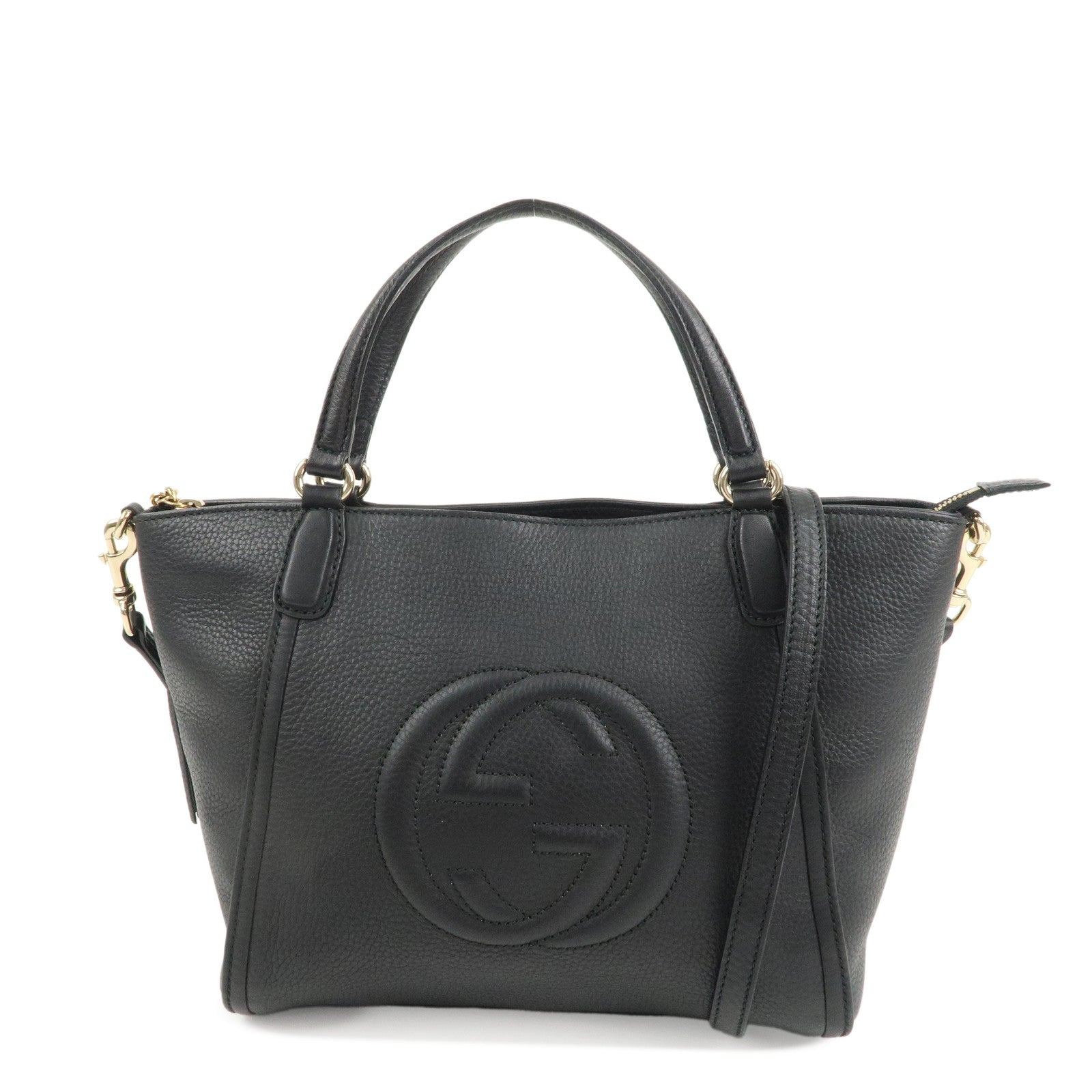 GUCCI-SOHO-Leather-2Way-Tote-Bag-Shoulder-Bag-Black-369176