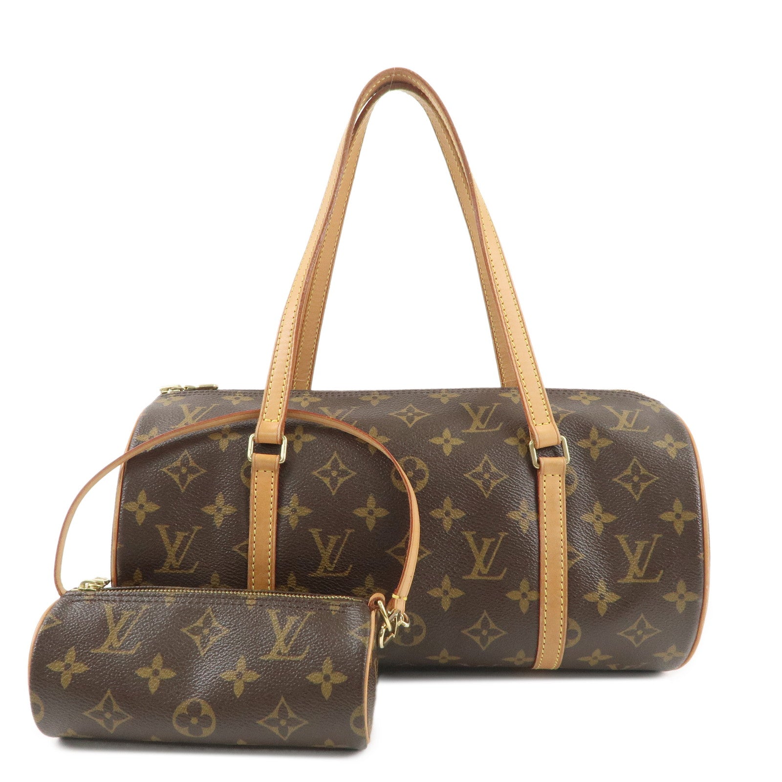 Louis-Vuitton-Monogram-Papillon-30-Hand-Bag-&-Pouch-Brown-M51385