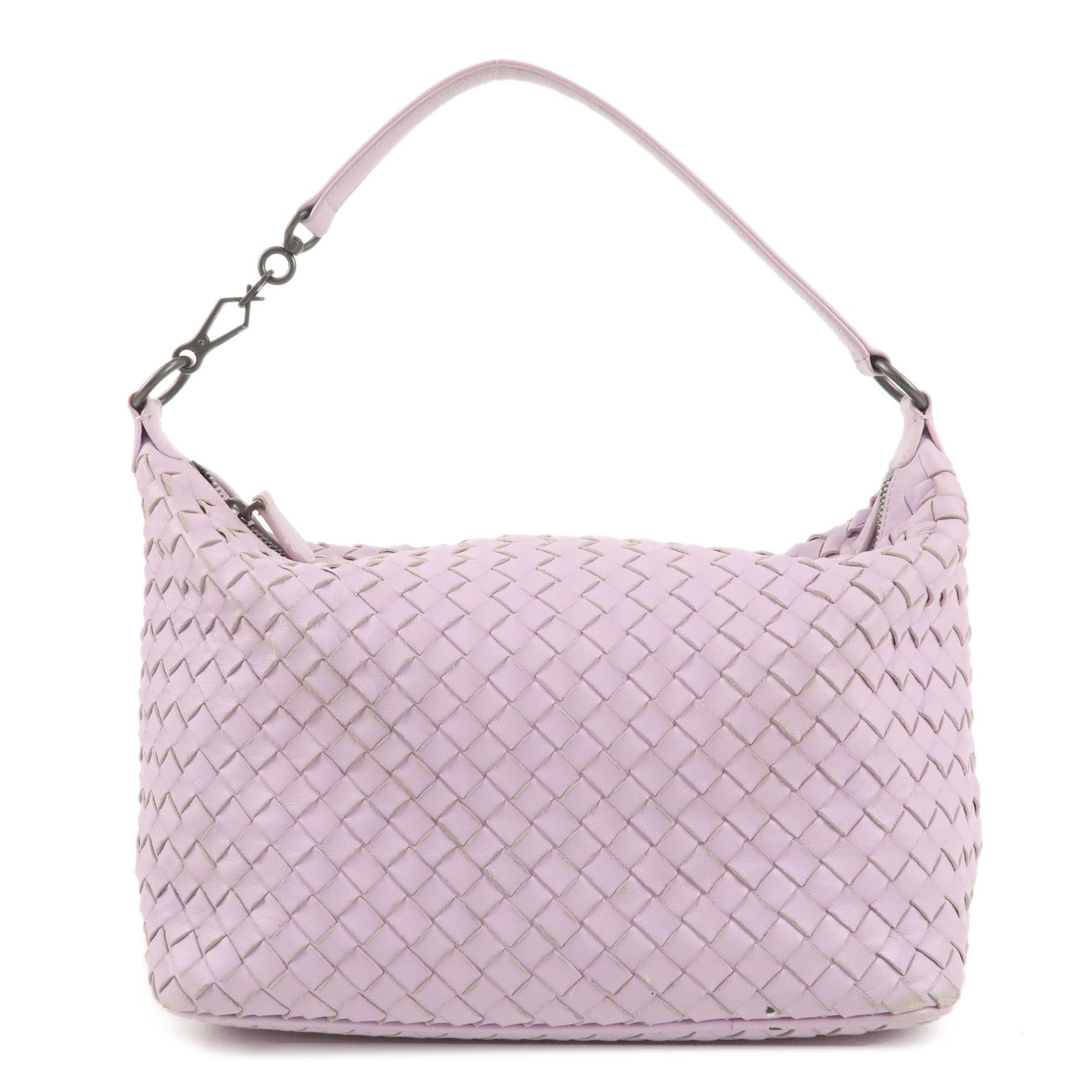 BOTTEGA-VENETA-Intrecciato-Leather-Shoulder-Bag-Lavender