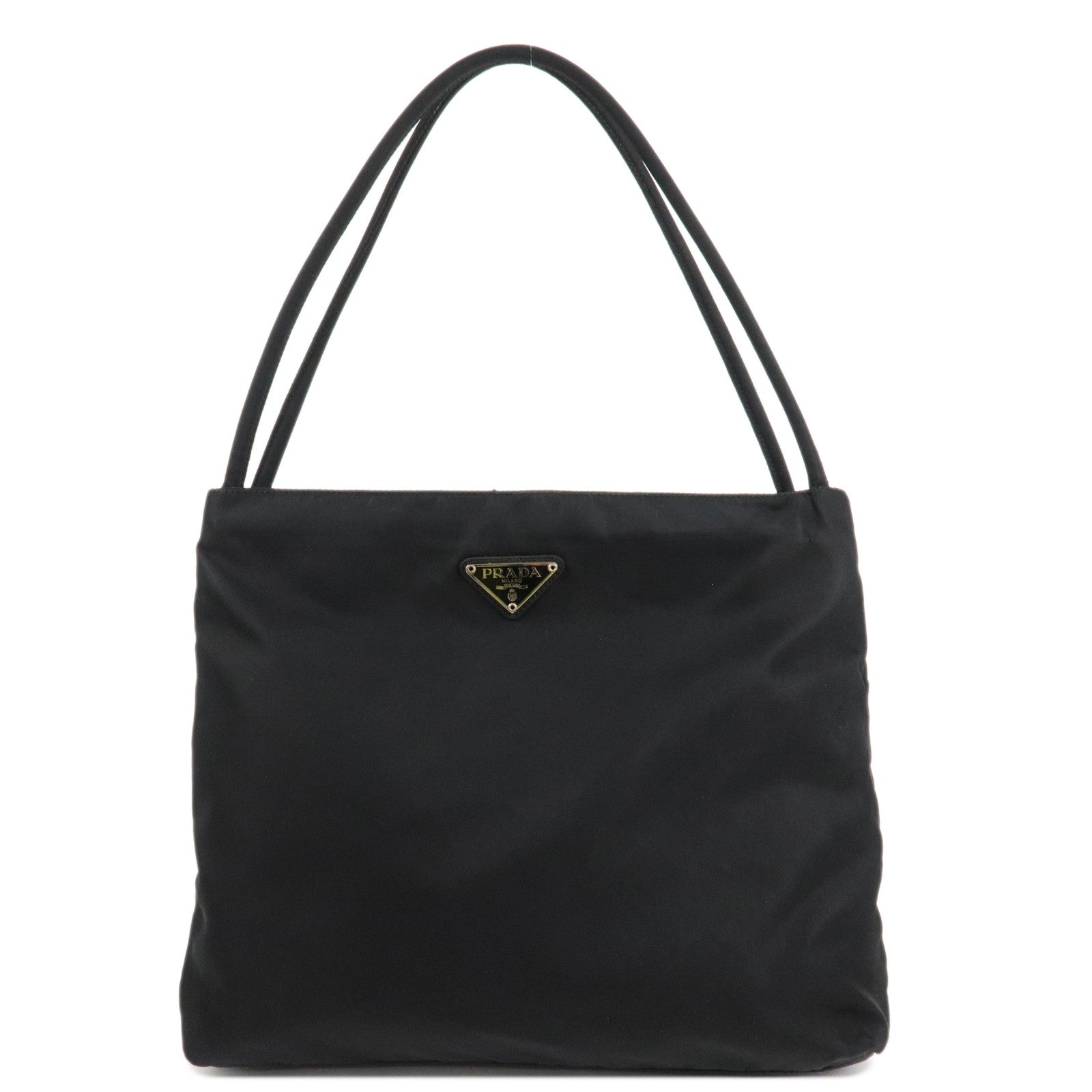 PRADA-Logo-Nylon-Tote-Bag-Shoulder-Bag-Hand-Bag-Black-B6242