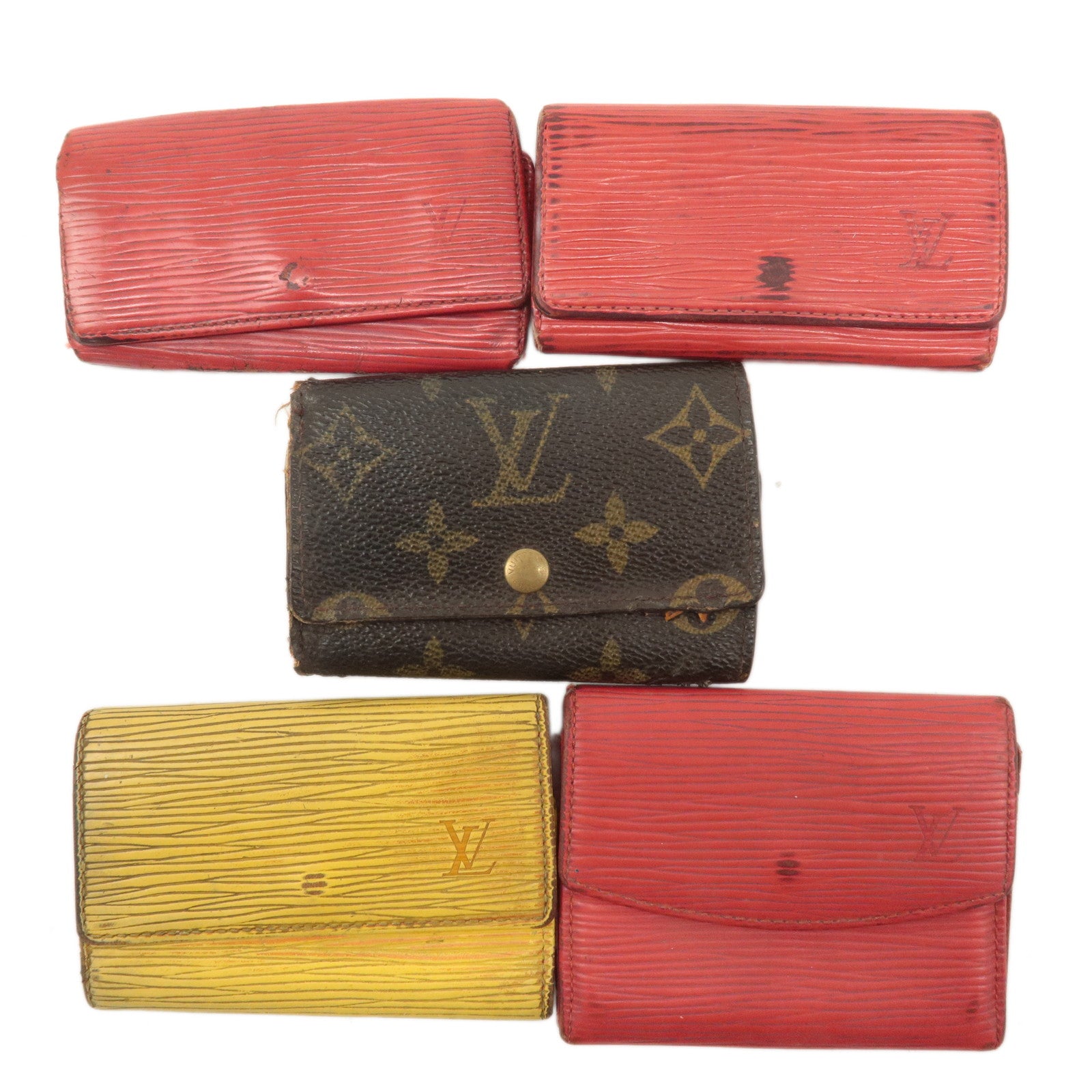 Louis-Vuitton-Monogram-Epi-Set-of-5-Key-Case-&-Coin-Case