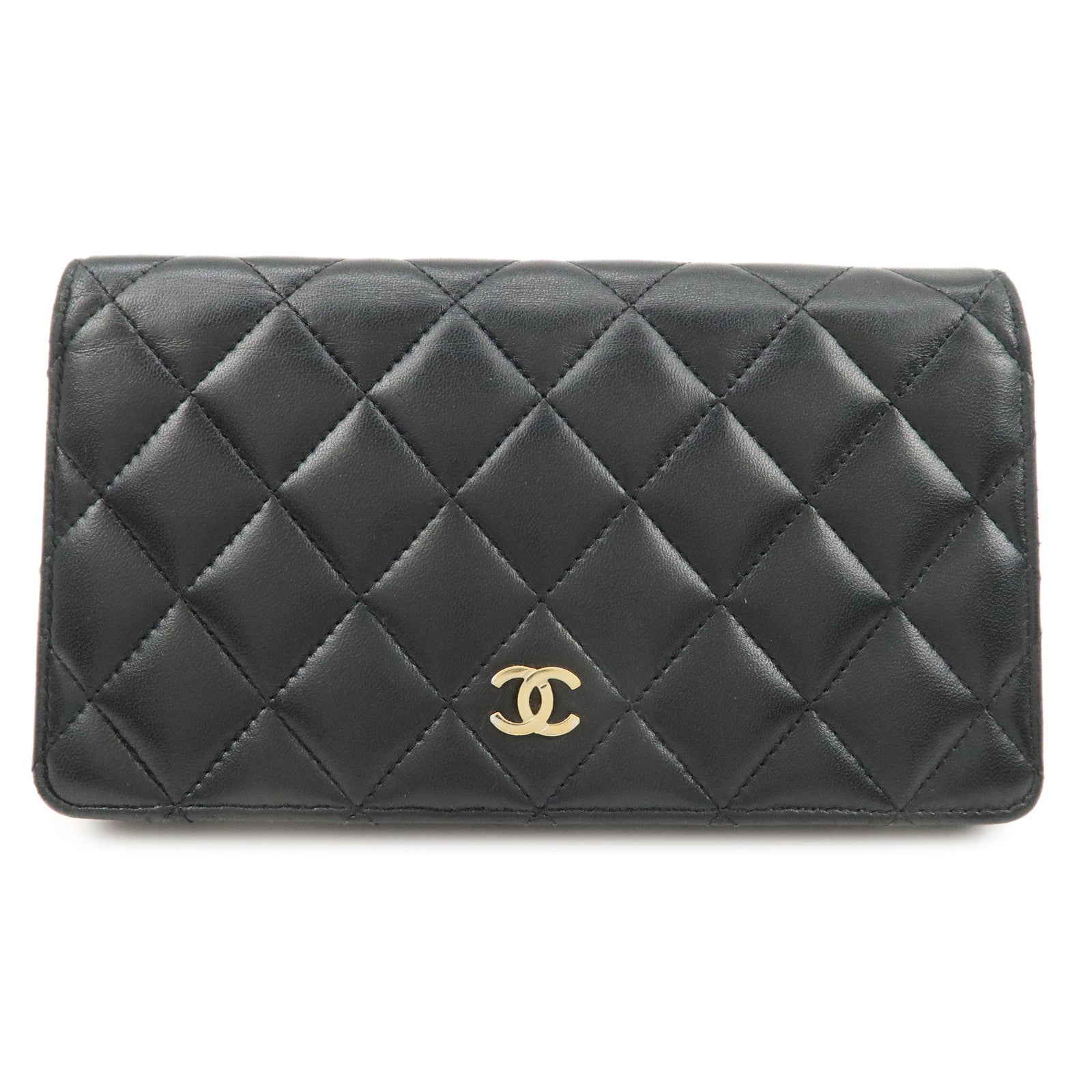 CHANEL-Matelasse-Timeless-Classic-Lamb-Skin-Bi-fold-Wallet