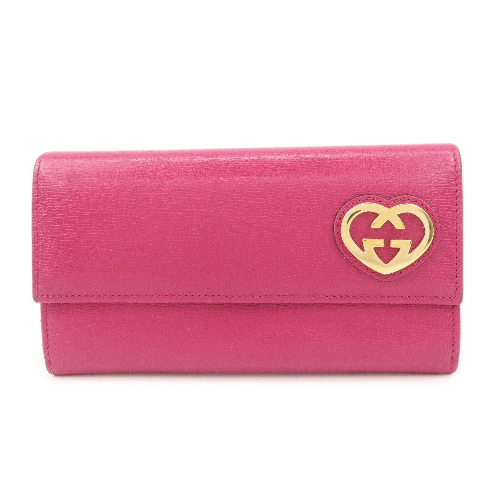 GUCCI-Lovely-Heart-Logo-Leather-Bifold-Long-Wallet-Pink-251861