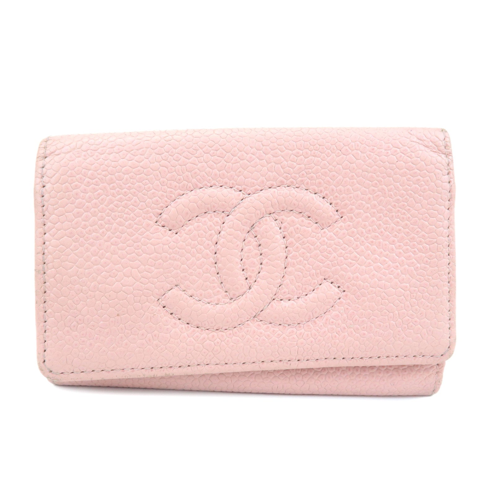 CHANEL-Caviar-Skin-COCO-Mark-Key-Case-Pink-A13502