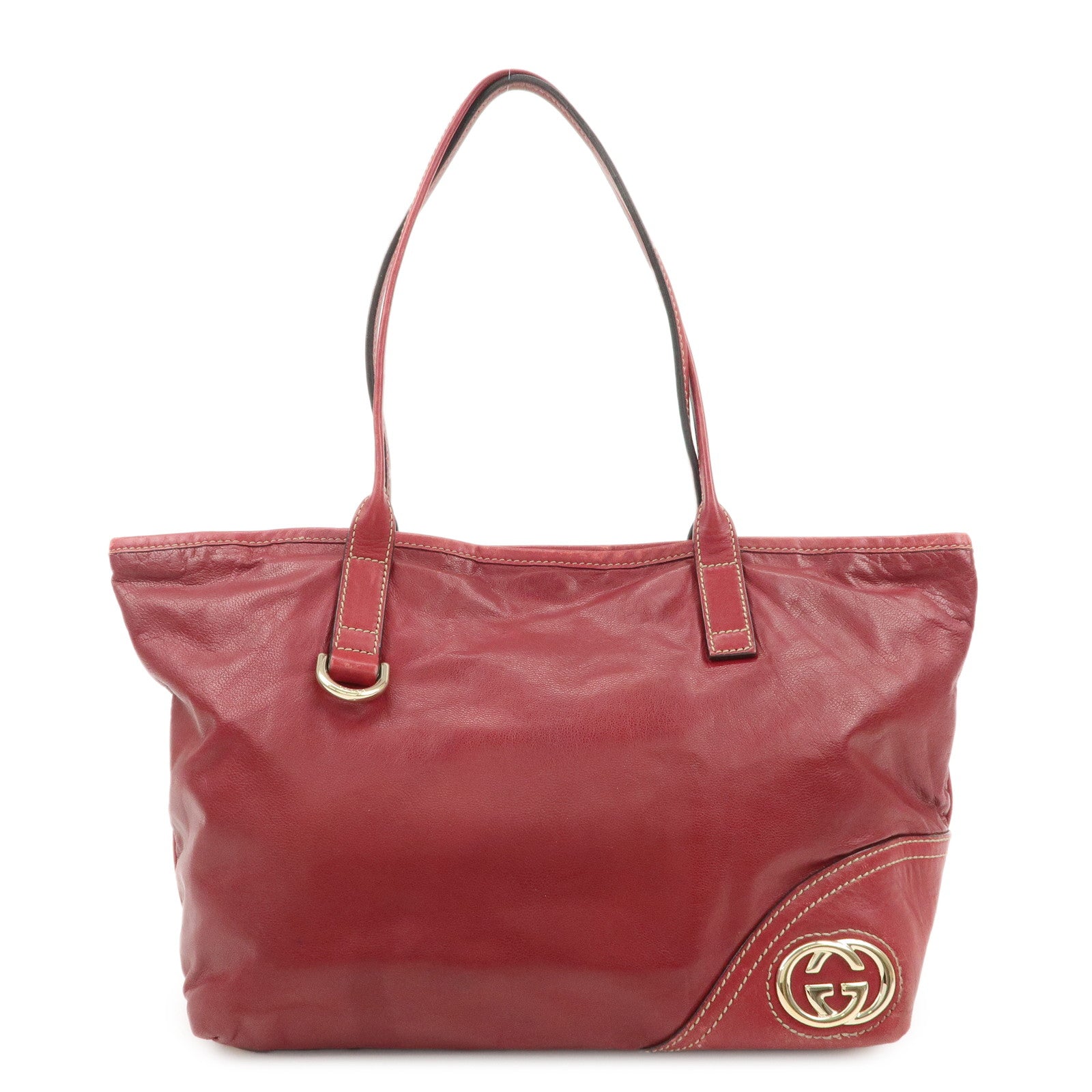 GUCCI-Abbey-New-Brit-Interlocking-GG-Leather-Tote-Bag-Red-169946