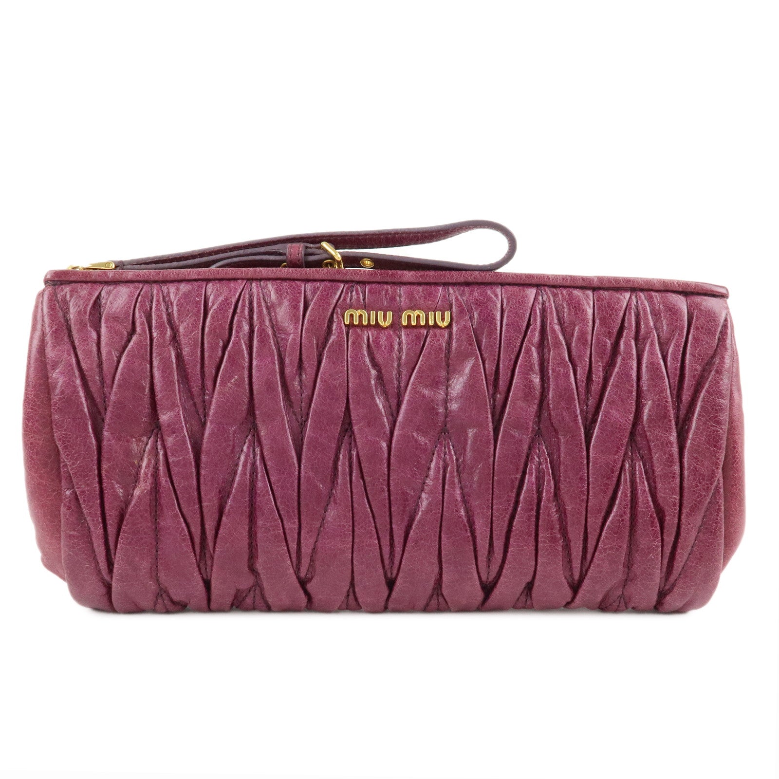 MIU-MIU-Matelasse-Leather-Pouch-Clutch-Bag-Second-Bag-Purple-