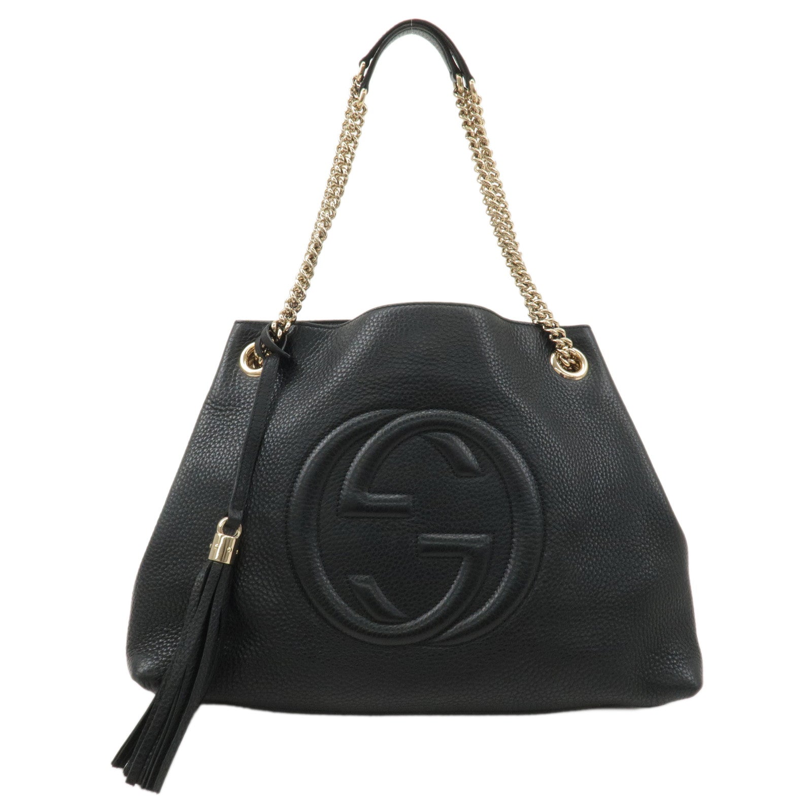 GUCCI SOHO Leather Chain Shoulder Bag Black 308982