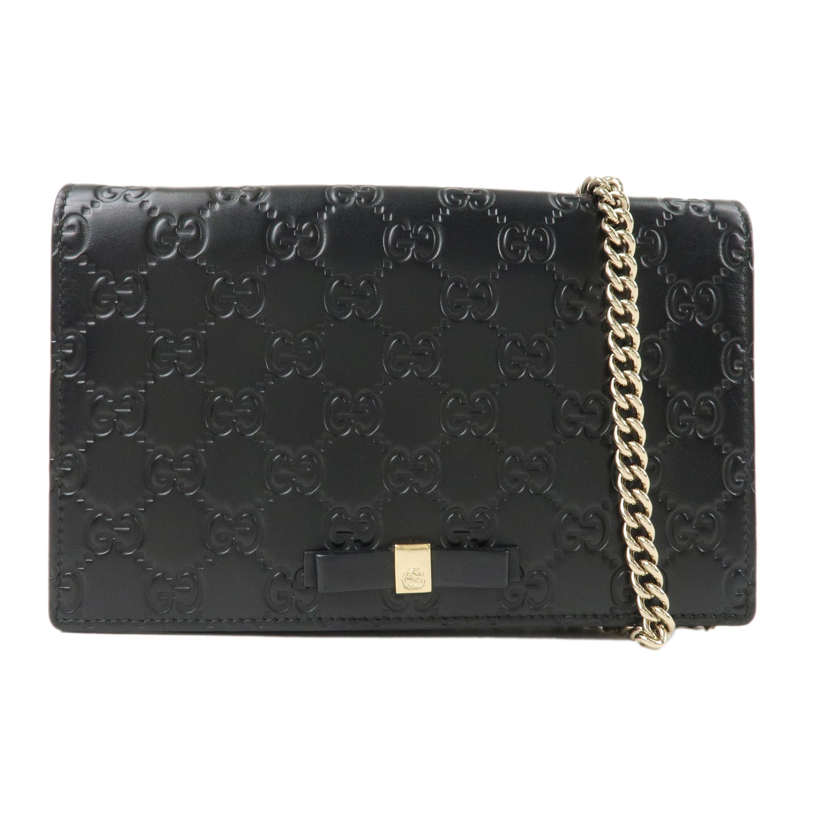 GUCCI-Guccisima-Leather-Chain-Wallet-Black-431408