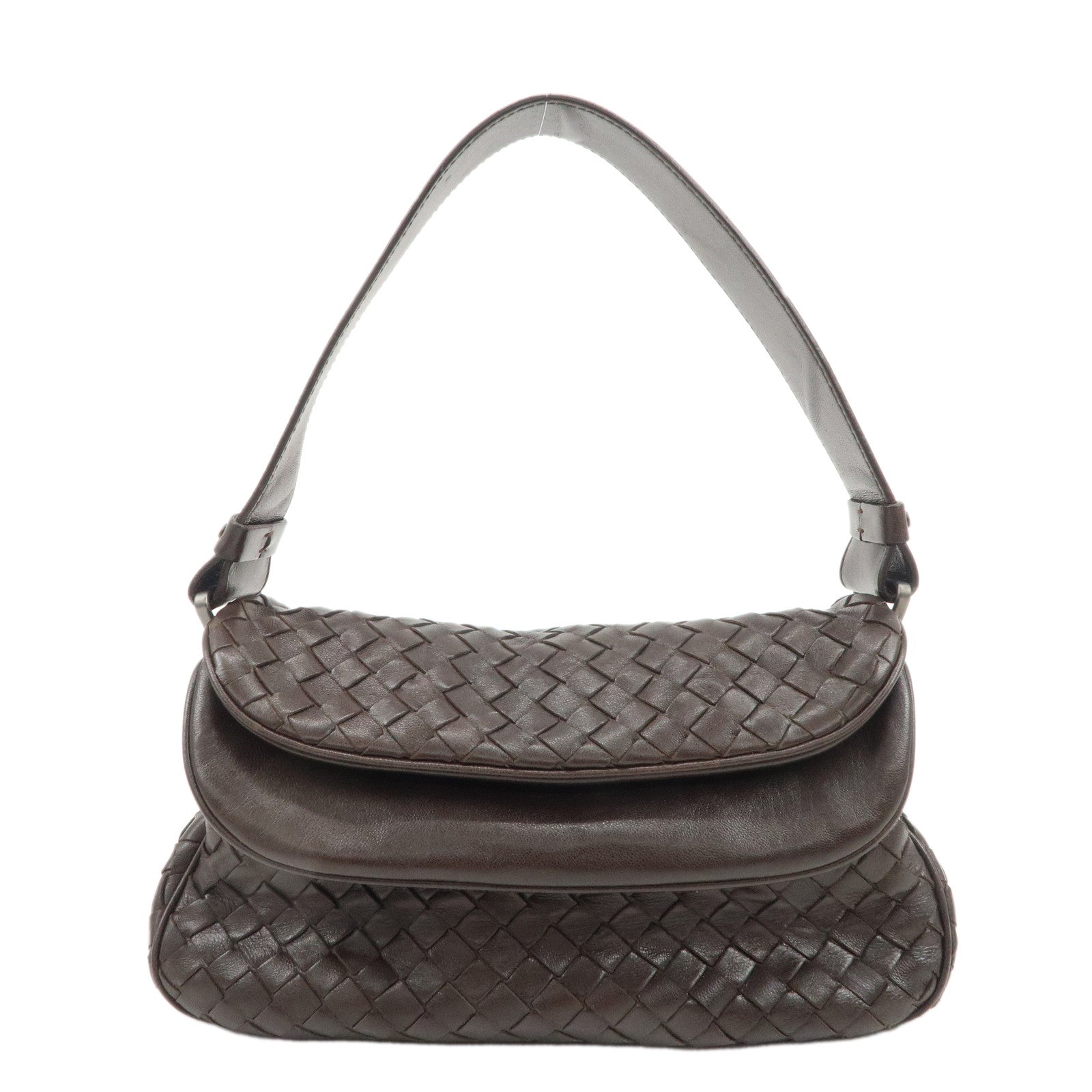 BOTTEGA-VENETA-Intrecciato-Leather-One-shoulder-Bag-Brown-142467