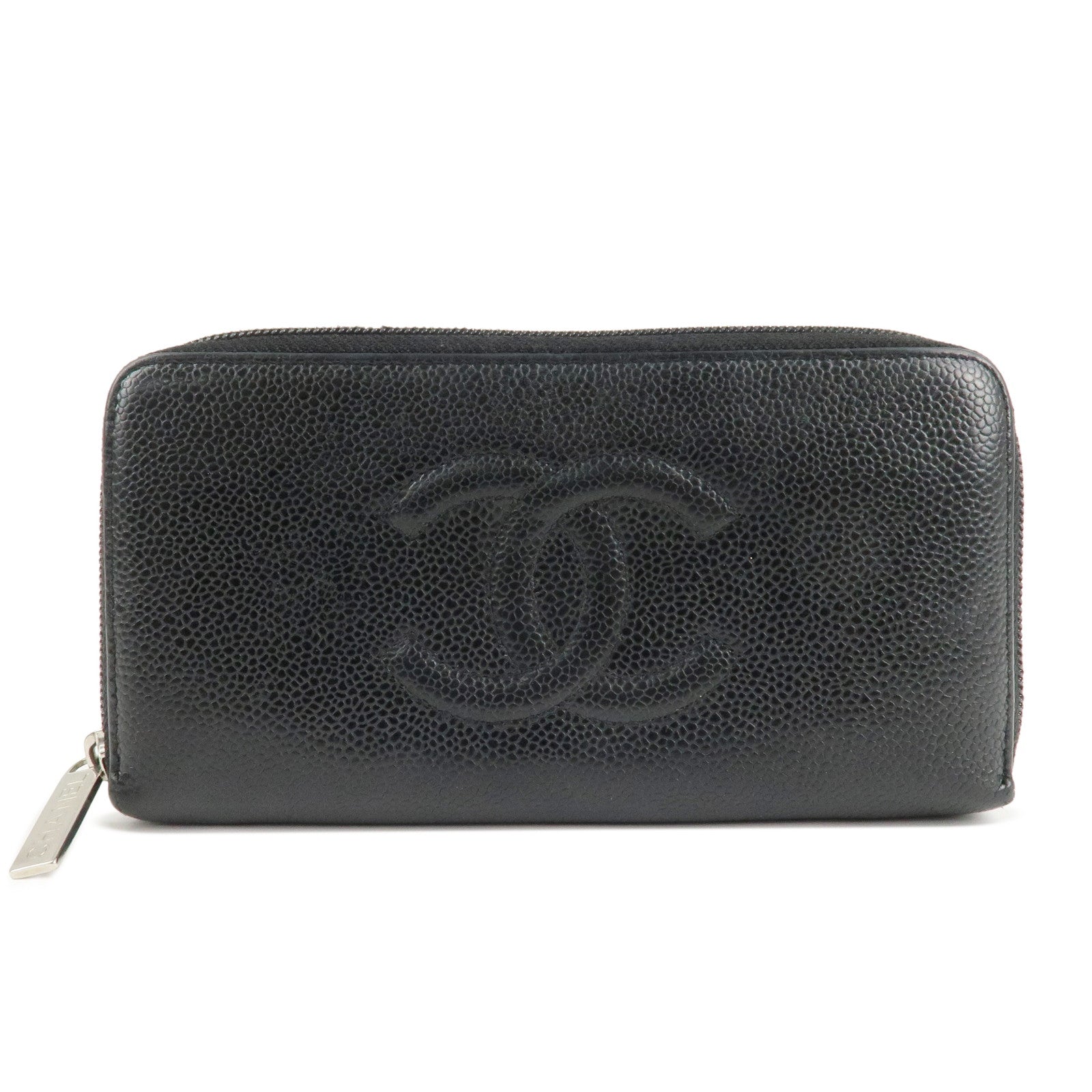 CHANEL-Caviar-Skin-Zip-Around-Long-Wallet-Black-A50071