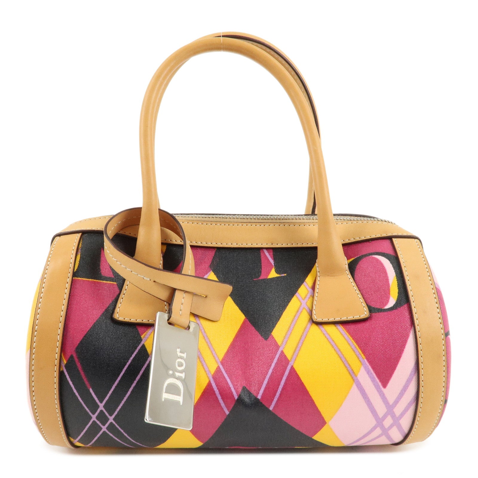 Christian-Dior-PVC-Leather-Mini-Boston-Bag-Hand-Bag-Multi-Color