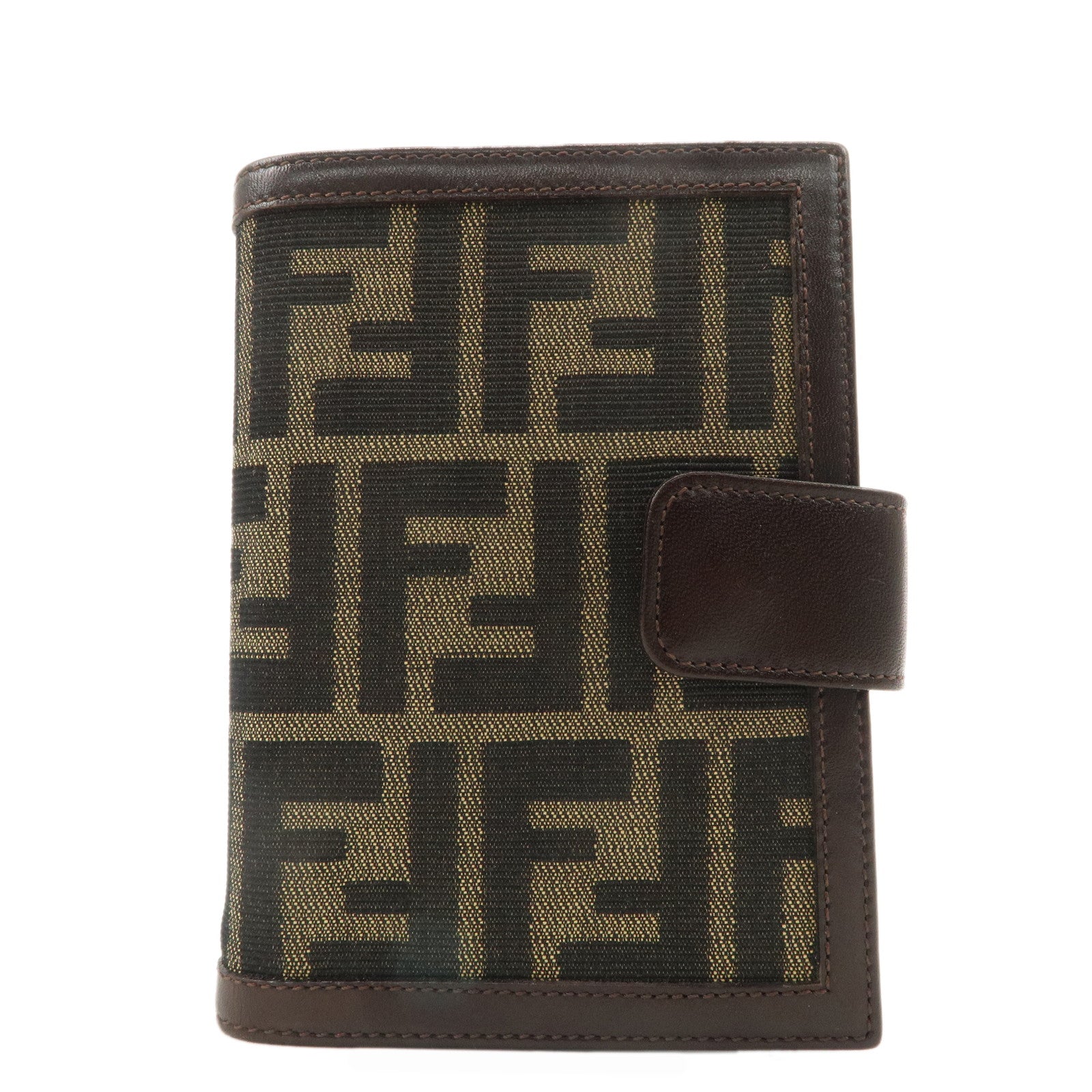 FENDI-Print-Zucca-Canvas-Leather-Planner-Cover-Brown-30153