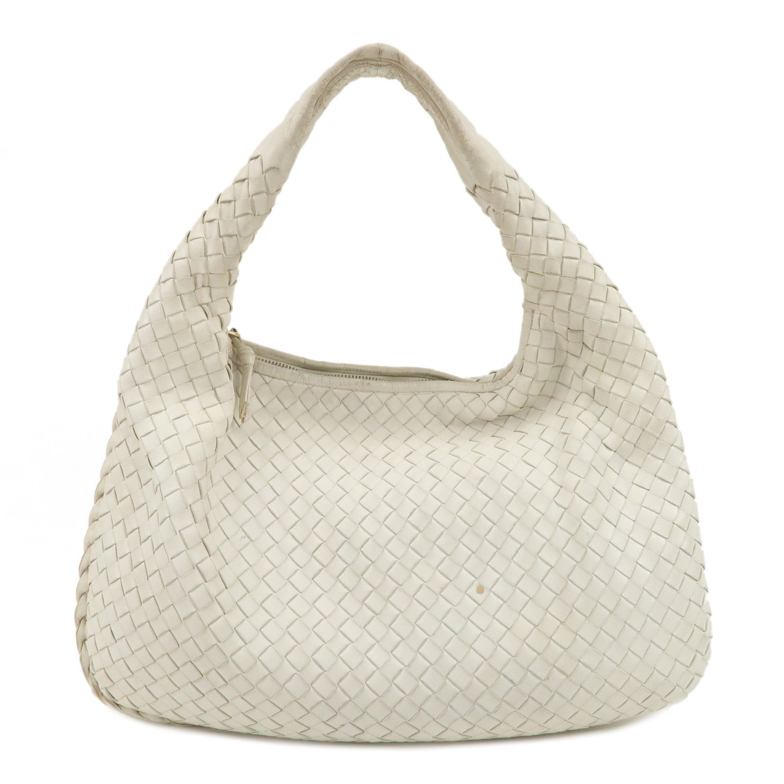 BOTTEGA-VENETA-Intrecciato-Leather-Shoulder-Bag-White-115653