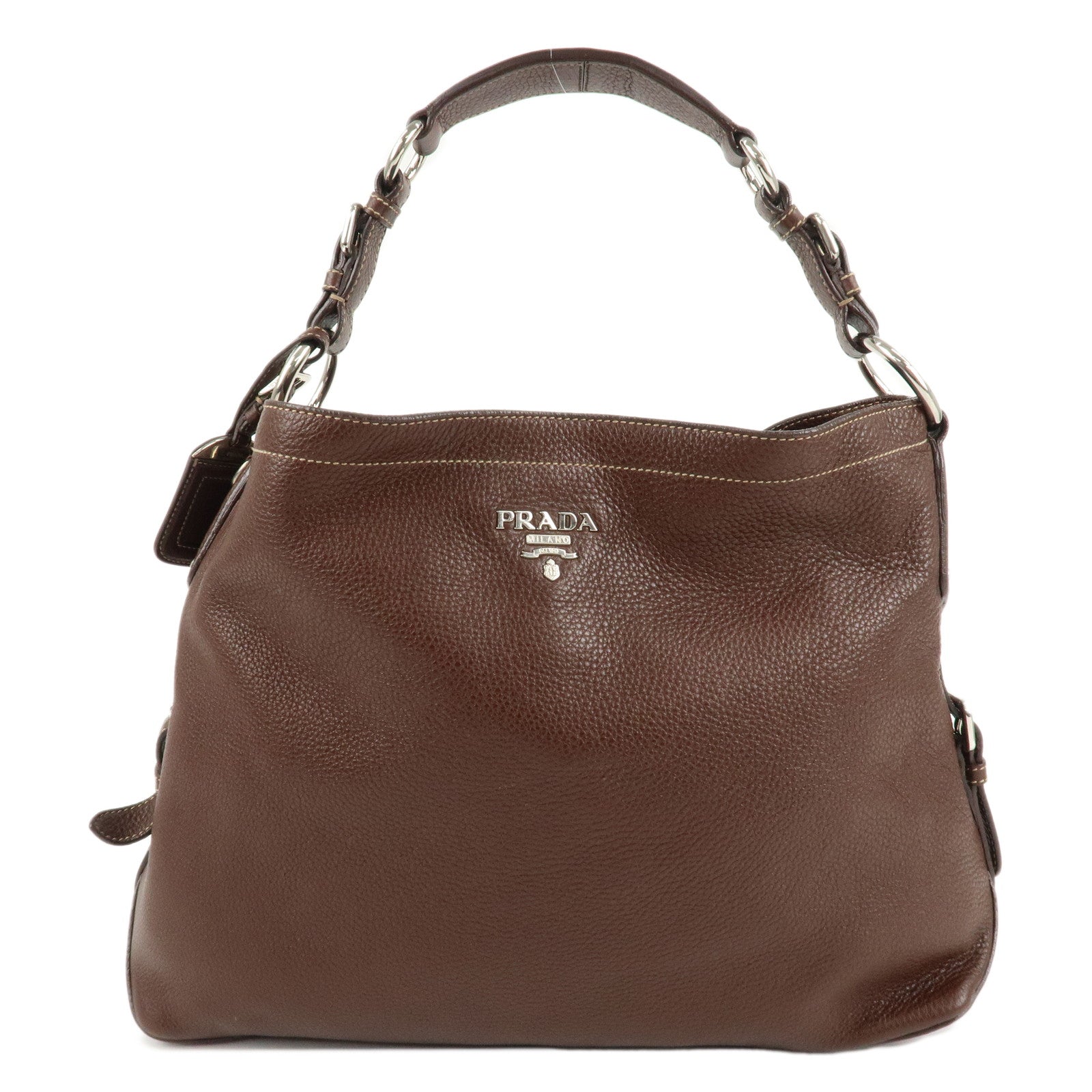 PRADA-Leather-Shoulder-Bag-Brown-BR3408