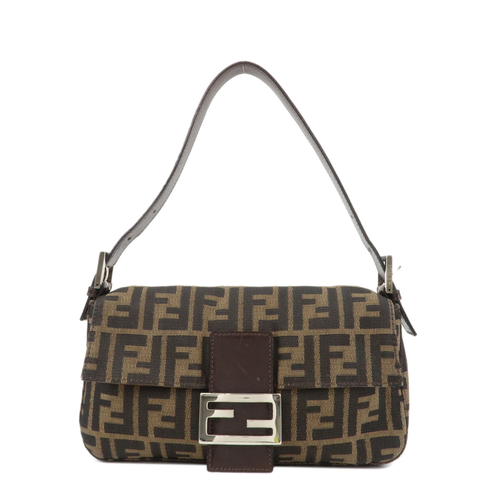 FENDI-Mamma-Baguette-Zucca-Canvas-Shoulder-Bag-Brown-Black-26424