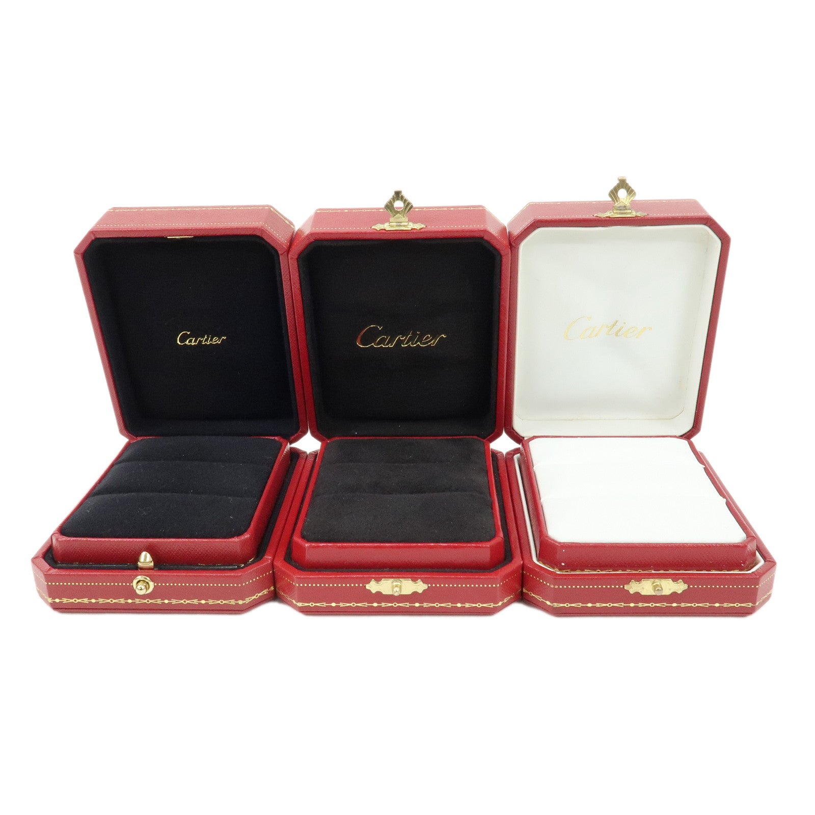 Cartier-Set-of-3-Jewelry-Box-for-Pair-Rings-Display-Box-Red