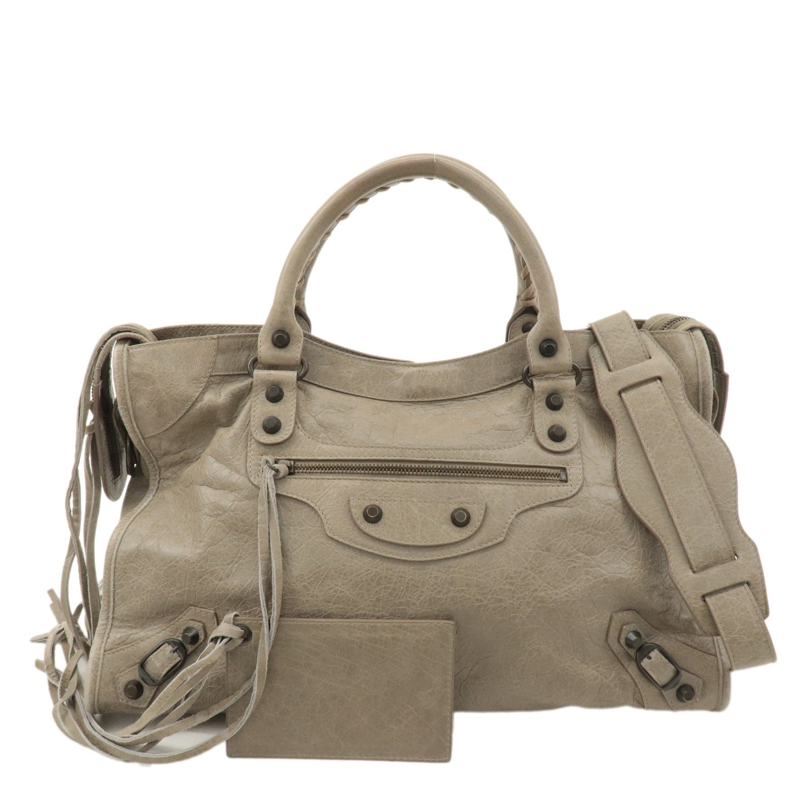 BALENCIAGA The City Leather 2Way Hand Bag Grey 115748