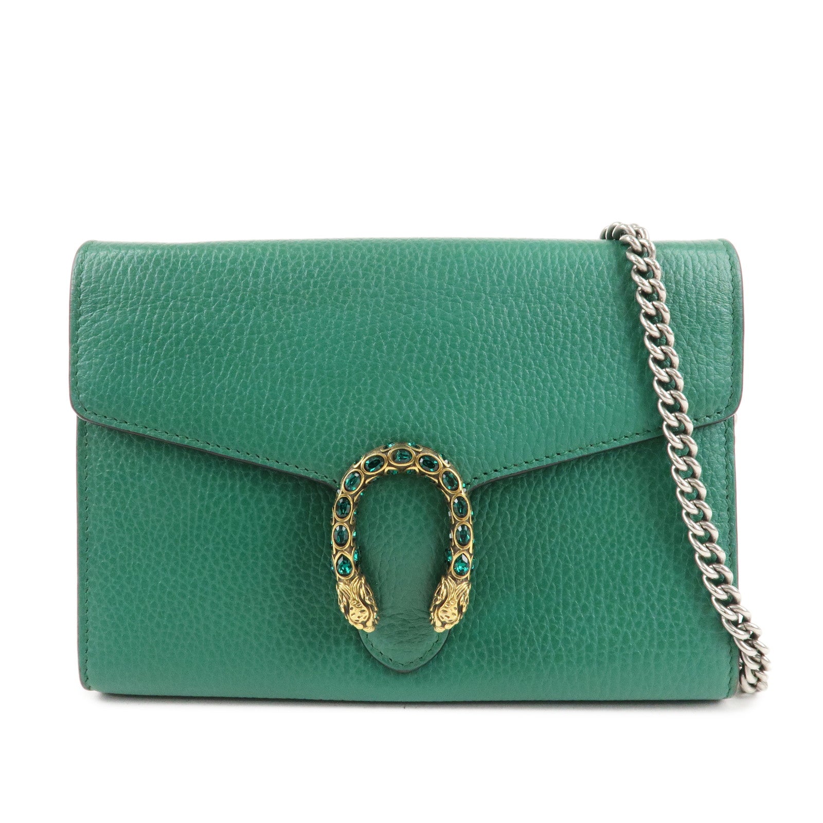 GUCCI-Dionysus-Leather-Chain-Shoulder-Bag-Green-401231