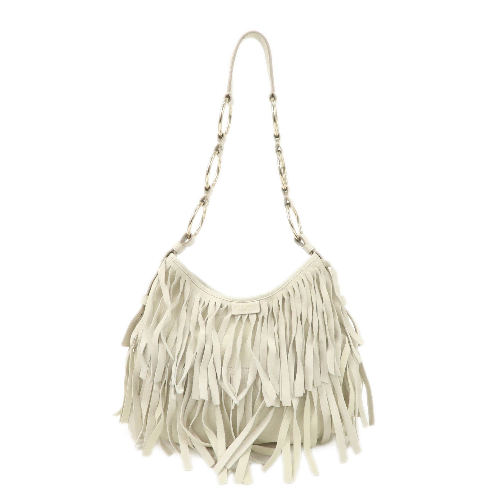 Saint-Laurent-Paris-Suede-Leather-Fringe-Shoulder-Bag-Ivory-138961