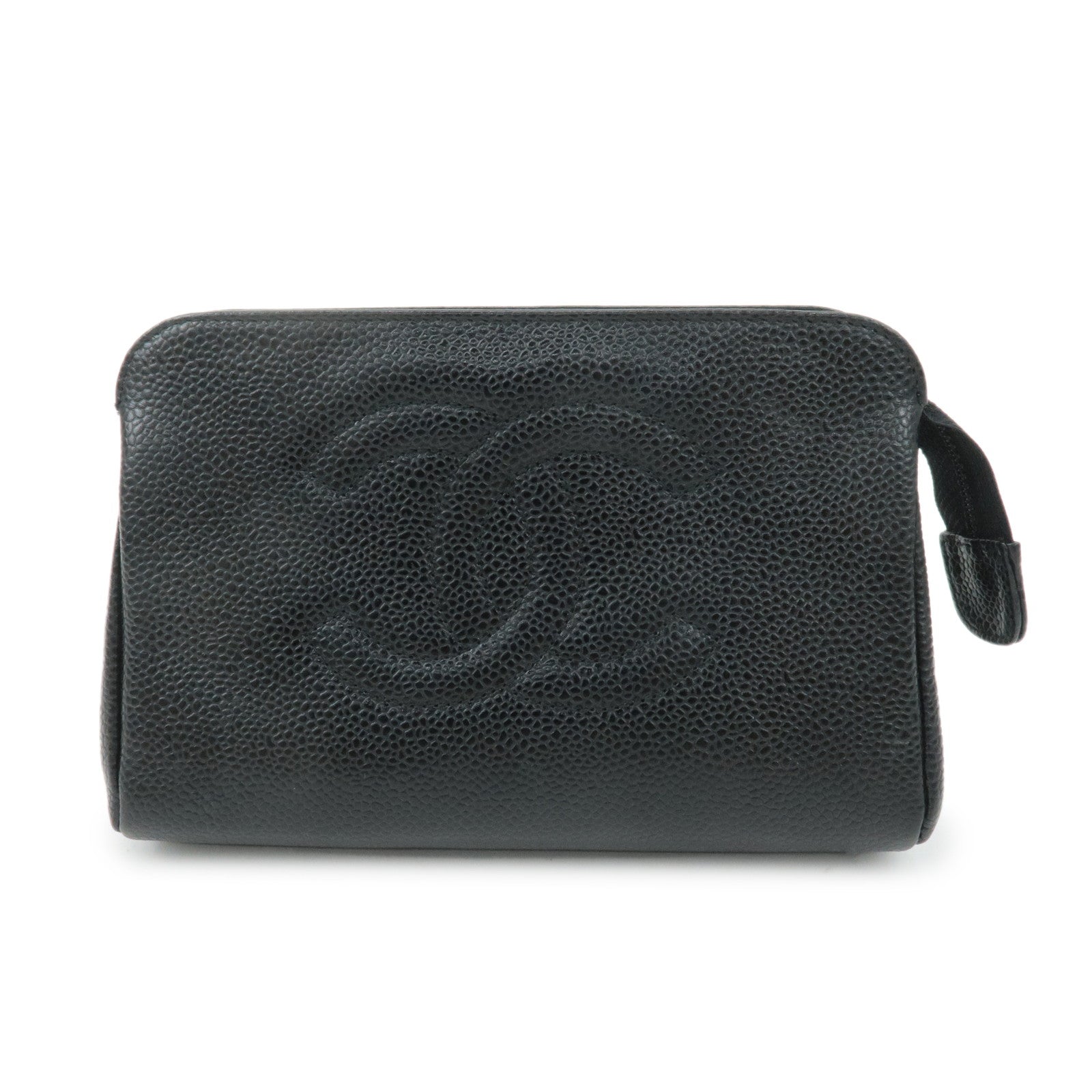 CHANEL-Caviar-Skin-Cosmetic-Pouch-Black