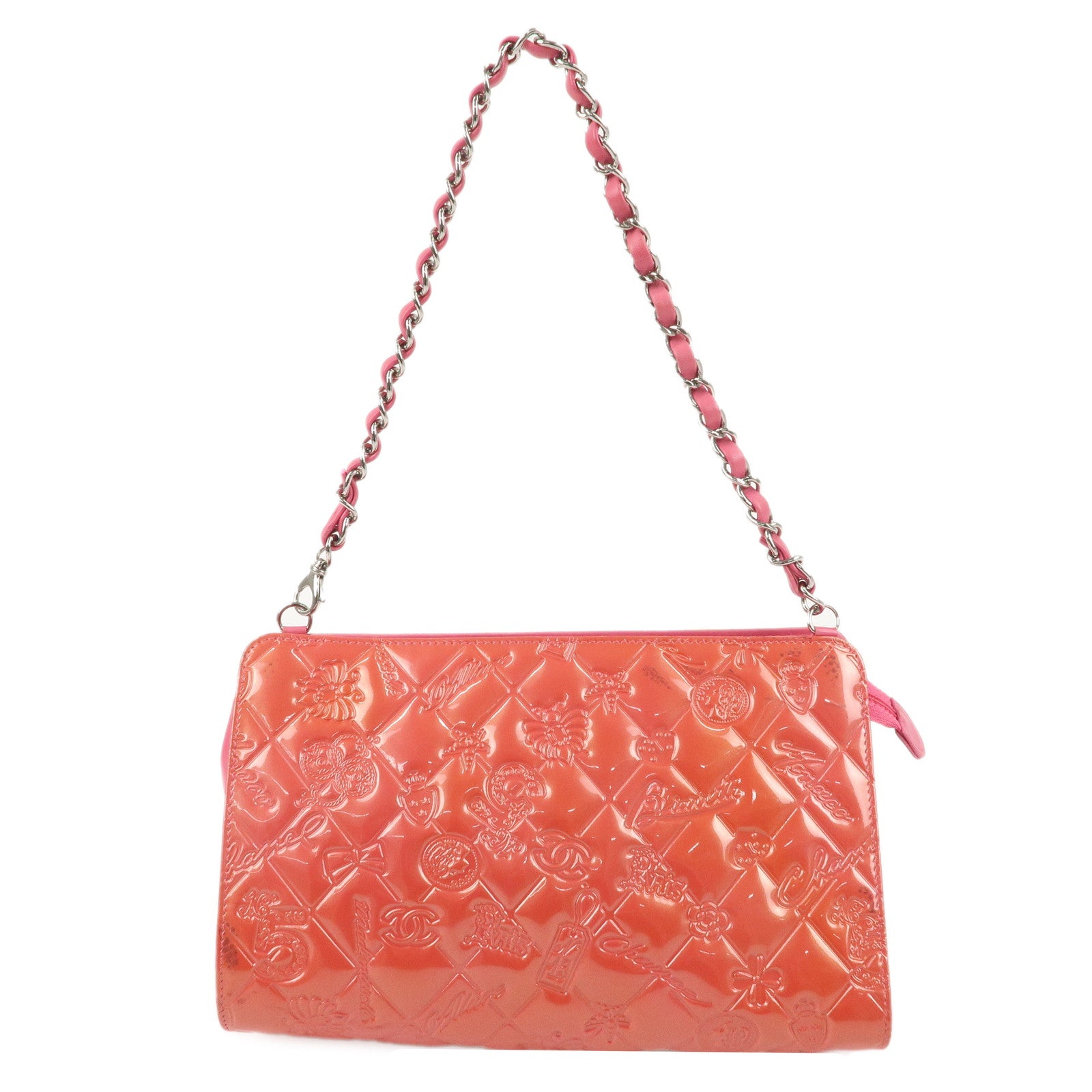 CHANEL-Icon-Patent-Leather-Chain-Shoulder-Bag-Pink-A37156