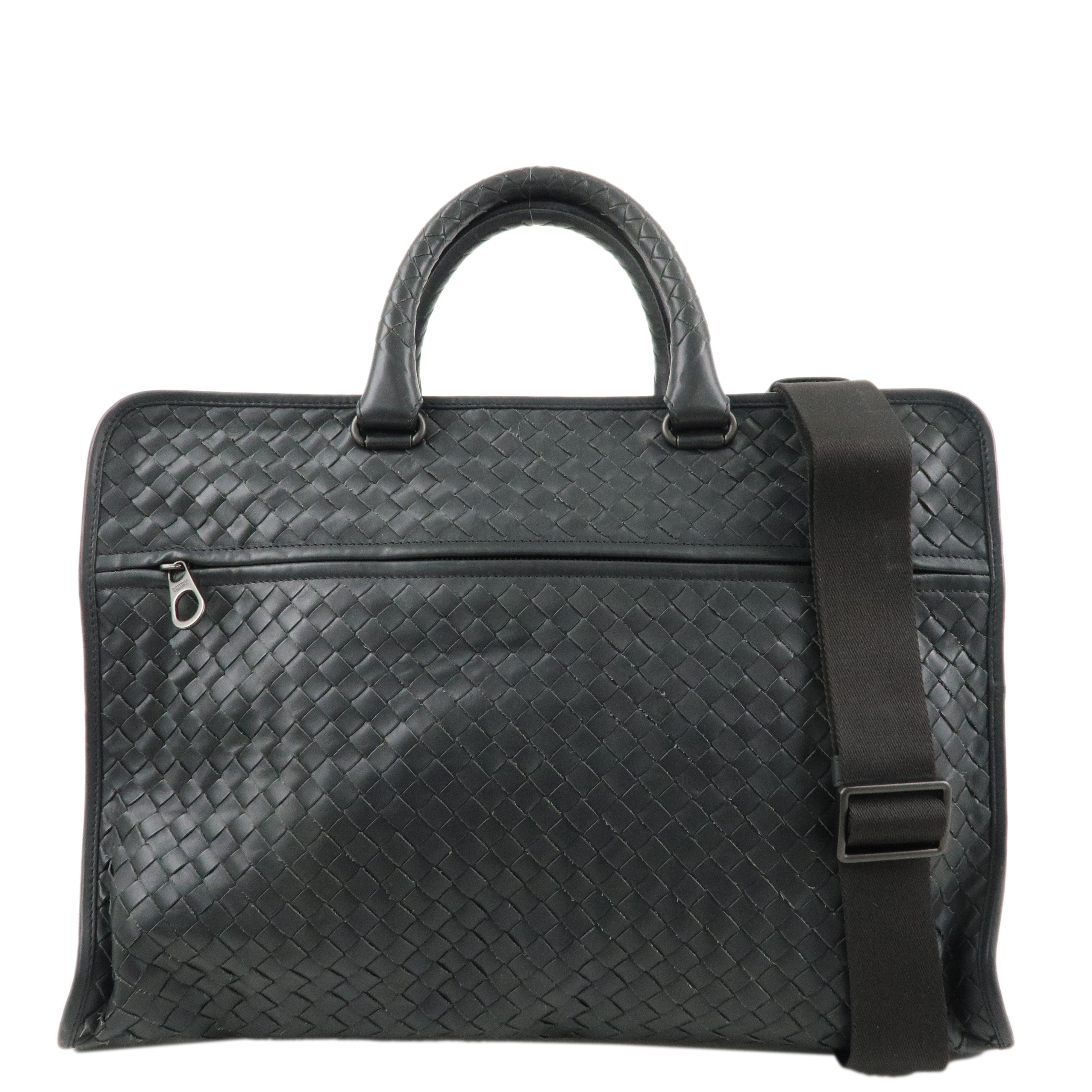 BOTTEGA VENETA Intrecciato Leather Business Bag Charcoal 516110