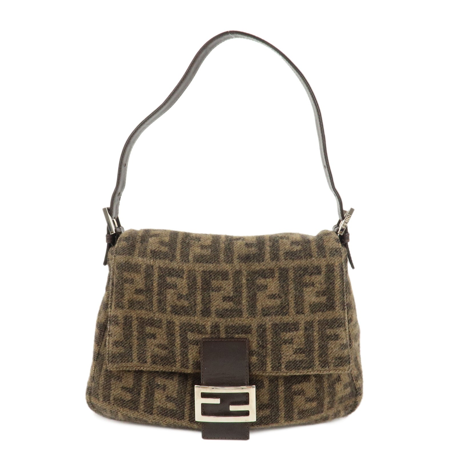 FENDI-Mamma-Baguette-Zucca-Wool-Leather-Shoulder-Bag-26325