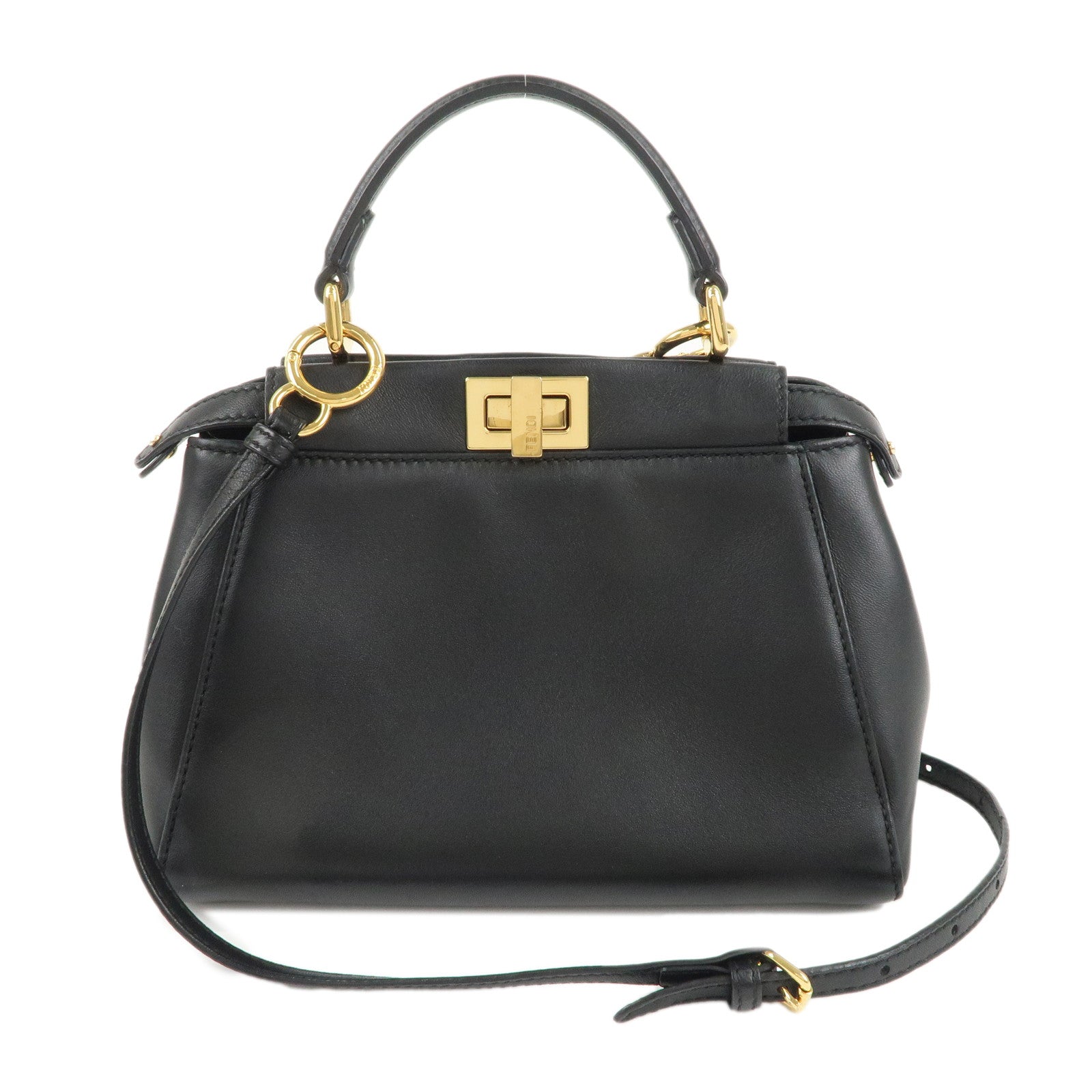 FENDI-Mini-Peekaboo-Leather-2Way-Shoulder-Bag-Hand-Bag-8BN244